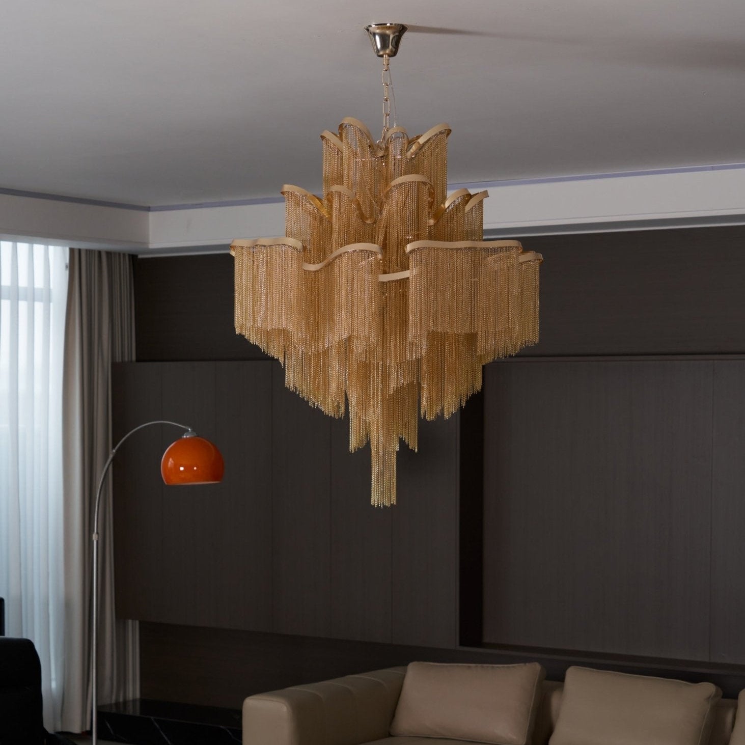 Lustra Pendant Lamp Stream Chain Nickel - Neutral Decor