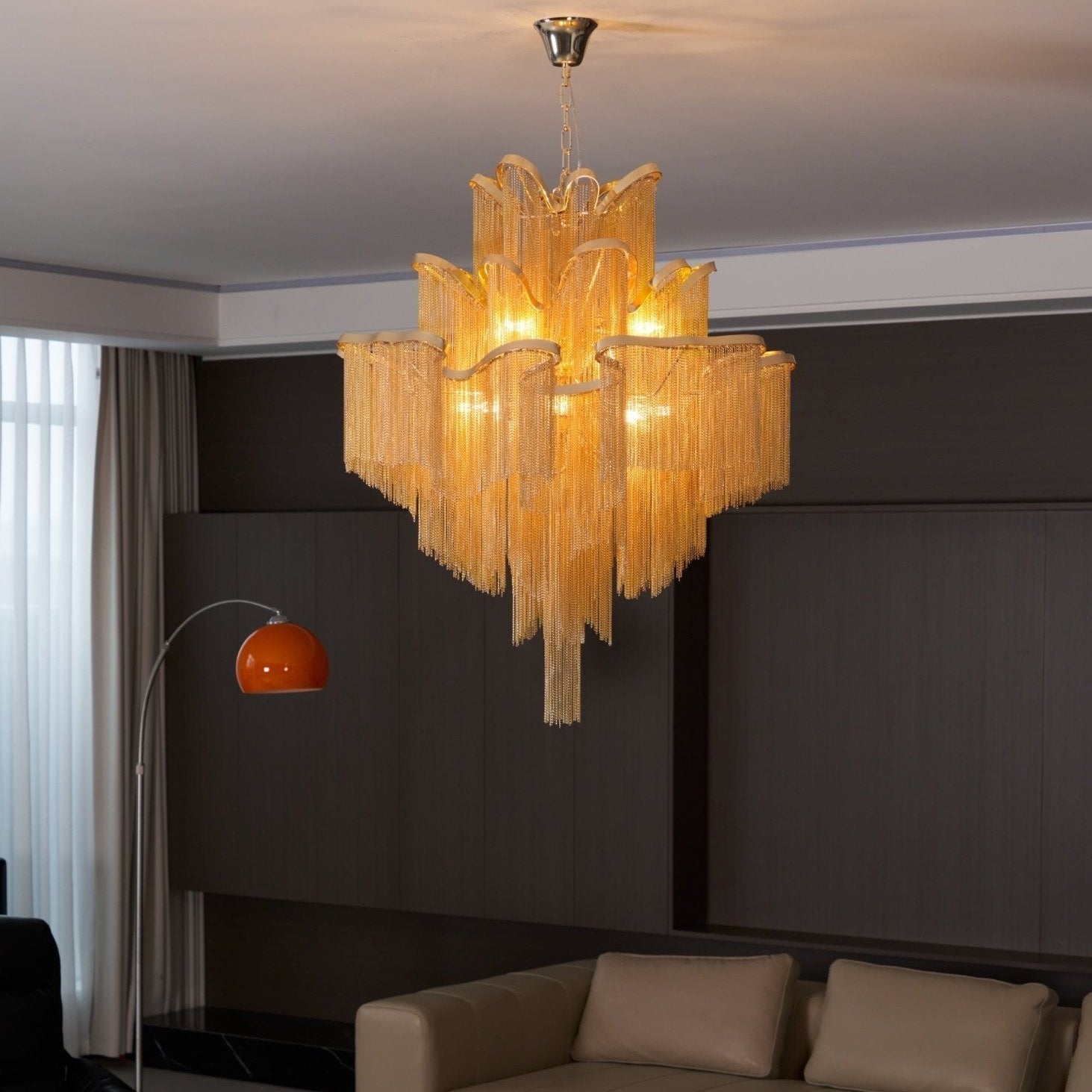 Lustra Pendant Lamp Stream Chain Nickel - Neutral Decor