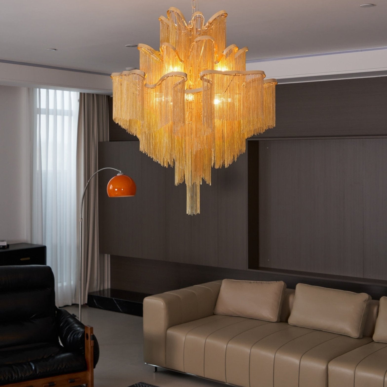 Lustra Pendant Lamp Stream Chain Nickel - Neutral Decor