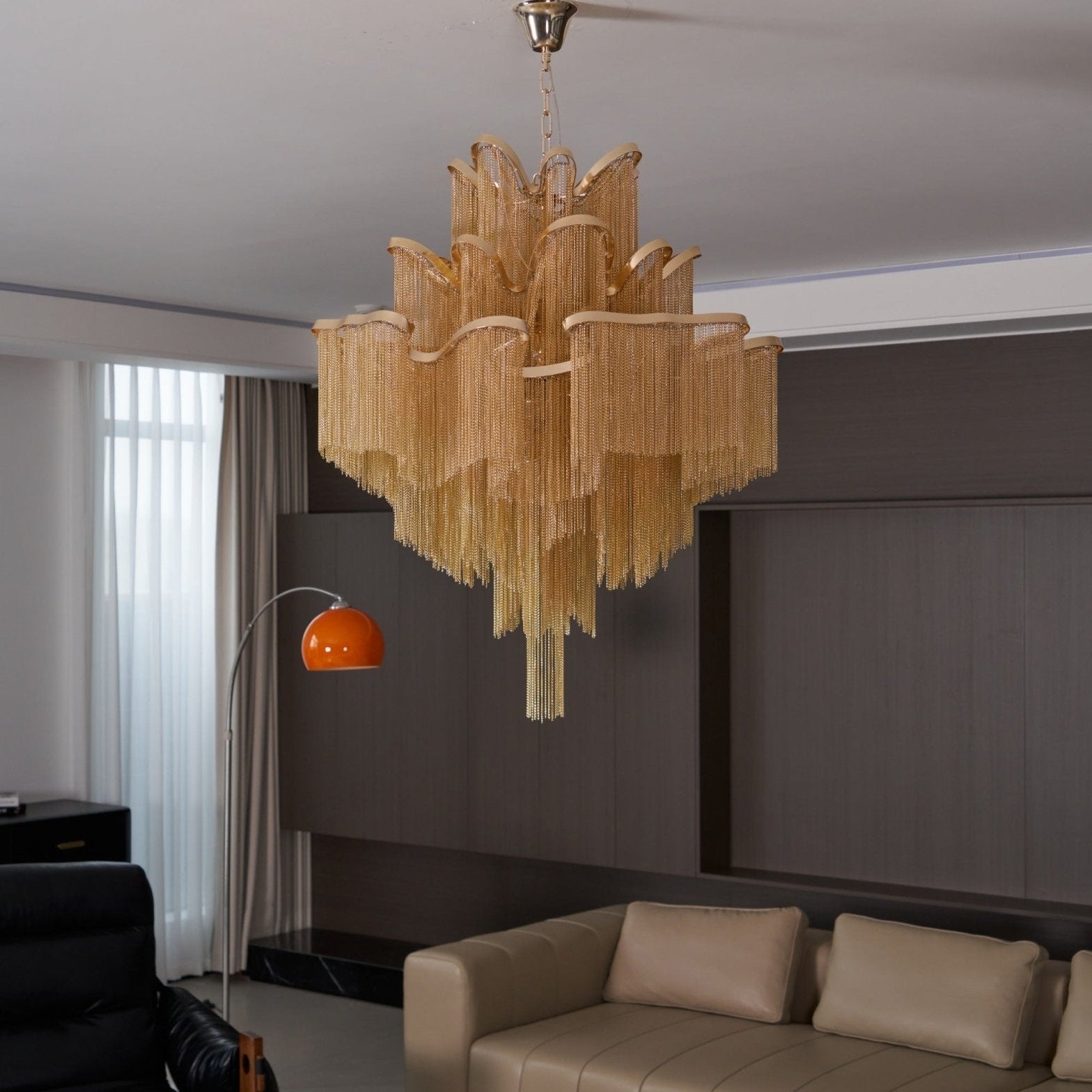 Lustra Pendant Lamp Stream Chain Nickel - Neutral Decor