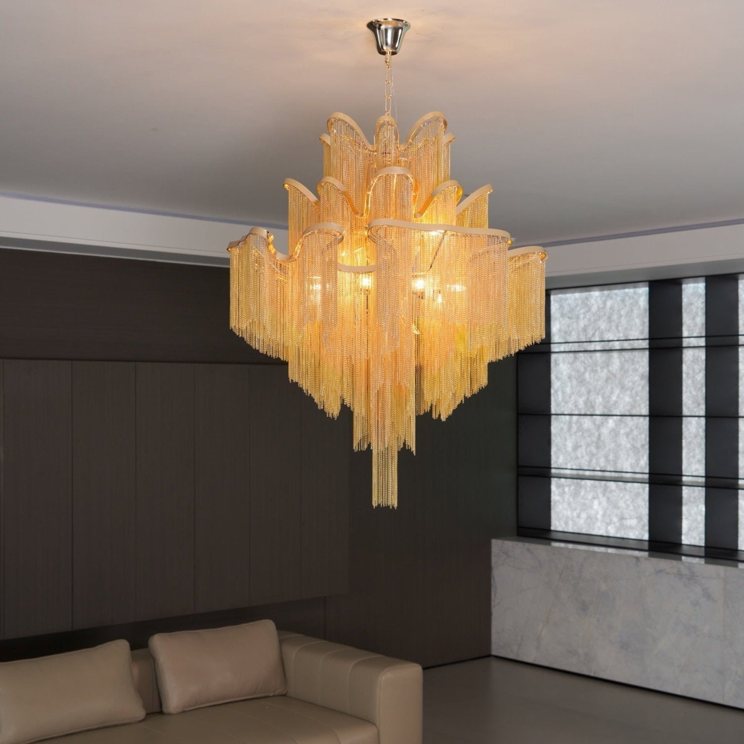 Lustra Pendant Lamp Stream Chain Nickel - Neutral Decor