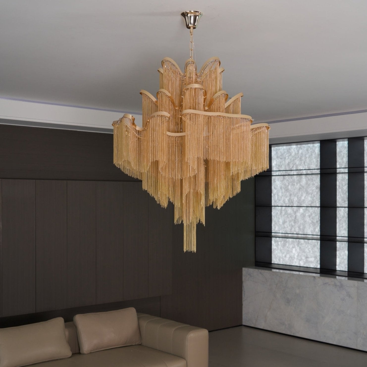 Lustra Pendant Lamp Stream Chain Nickel - Neutral Decor