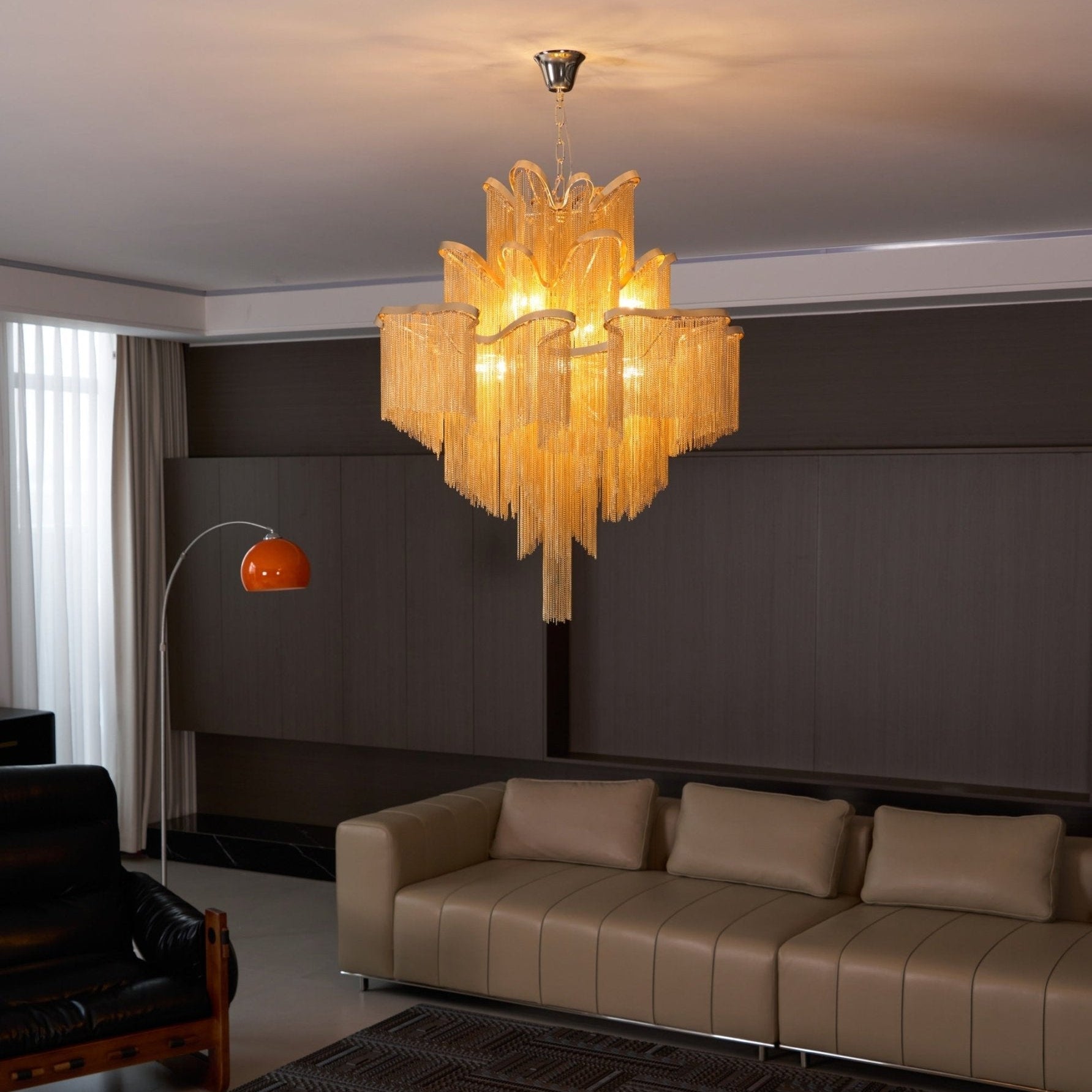 Lustra Pendant Lamp Stream Chain Nickel - Neutral Decor