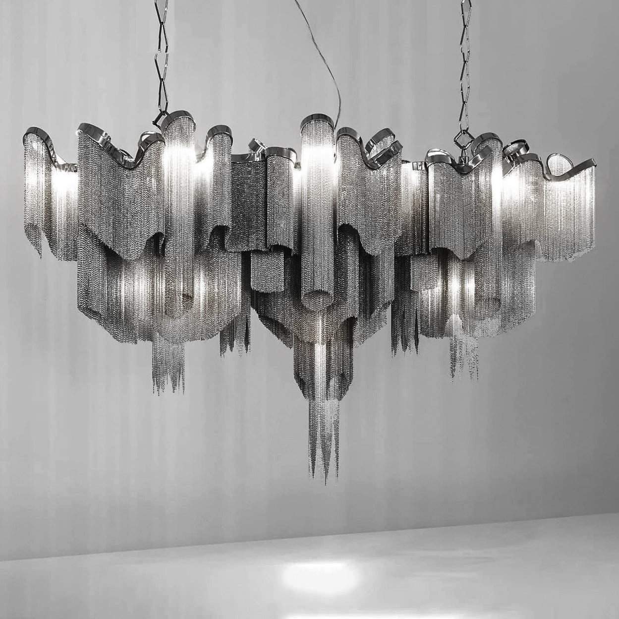 Lustra Pendant Lamp Stream Chain Nickel - Neutral Decor
