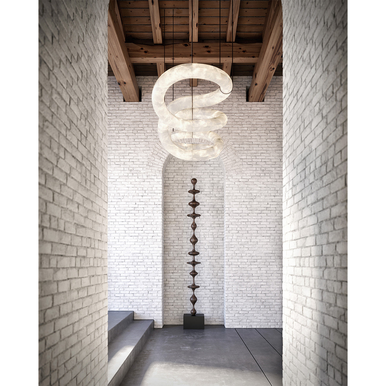 Mithos Curved Alabaster Pendant Light