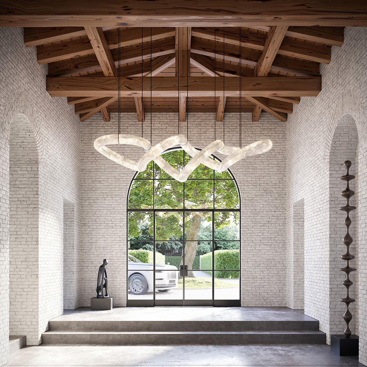 Mithos Curved Alabaster Pendant Light