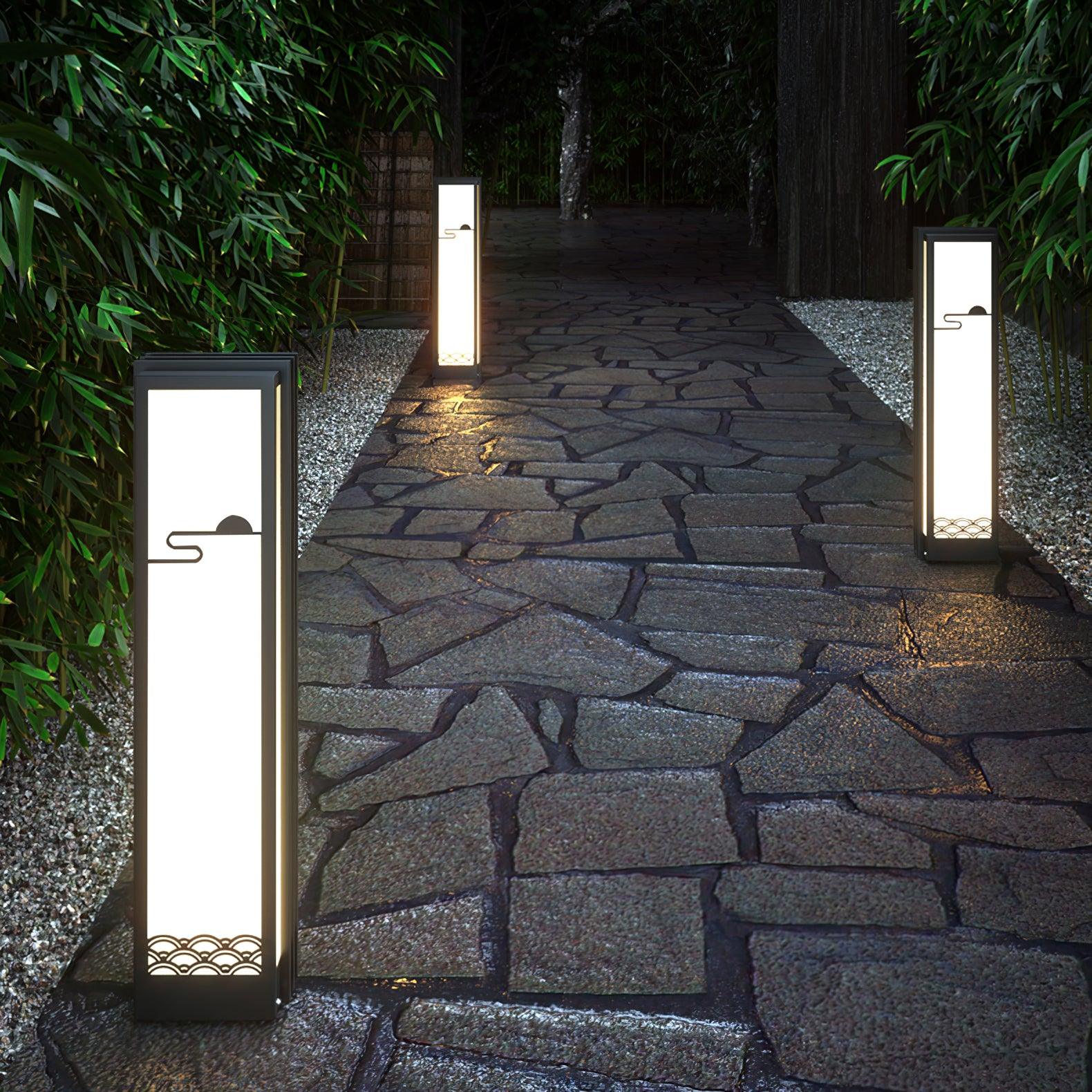 Rivenena Outdoor Light Rectangular Sunrise Pattern Minimalist Garden