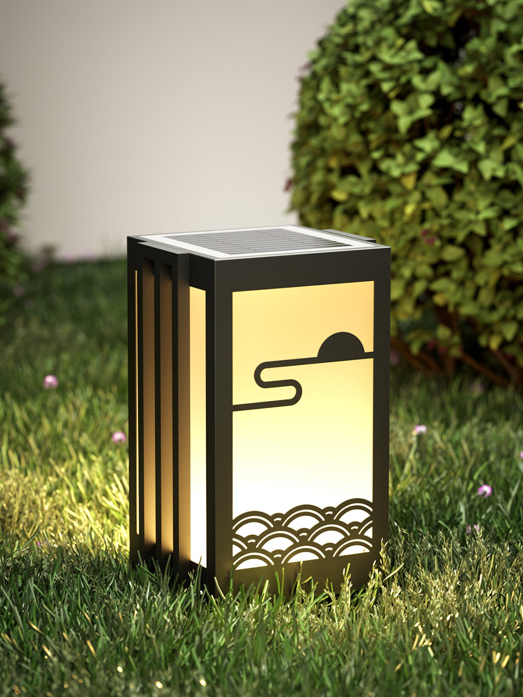 Rivenena Outdoor Light Rectangular Sunrise Pattern Minimalist Garden