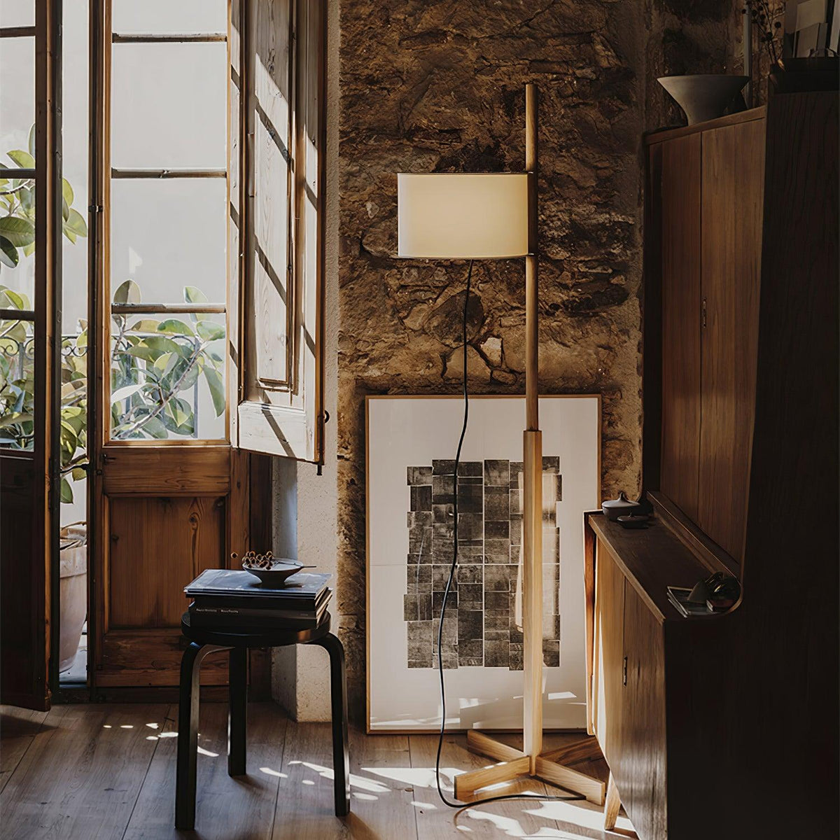 Vindis Wood Fabric Floor Lamp