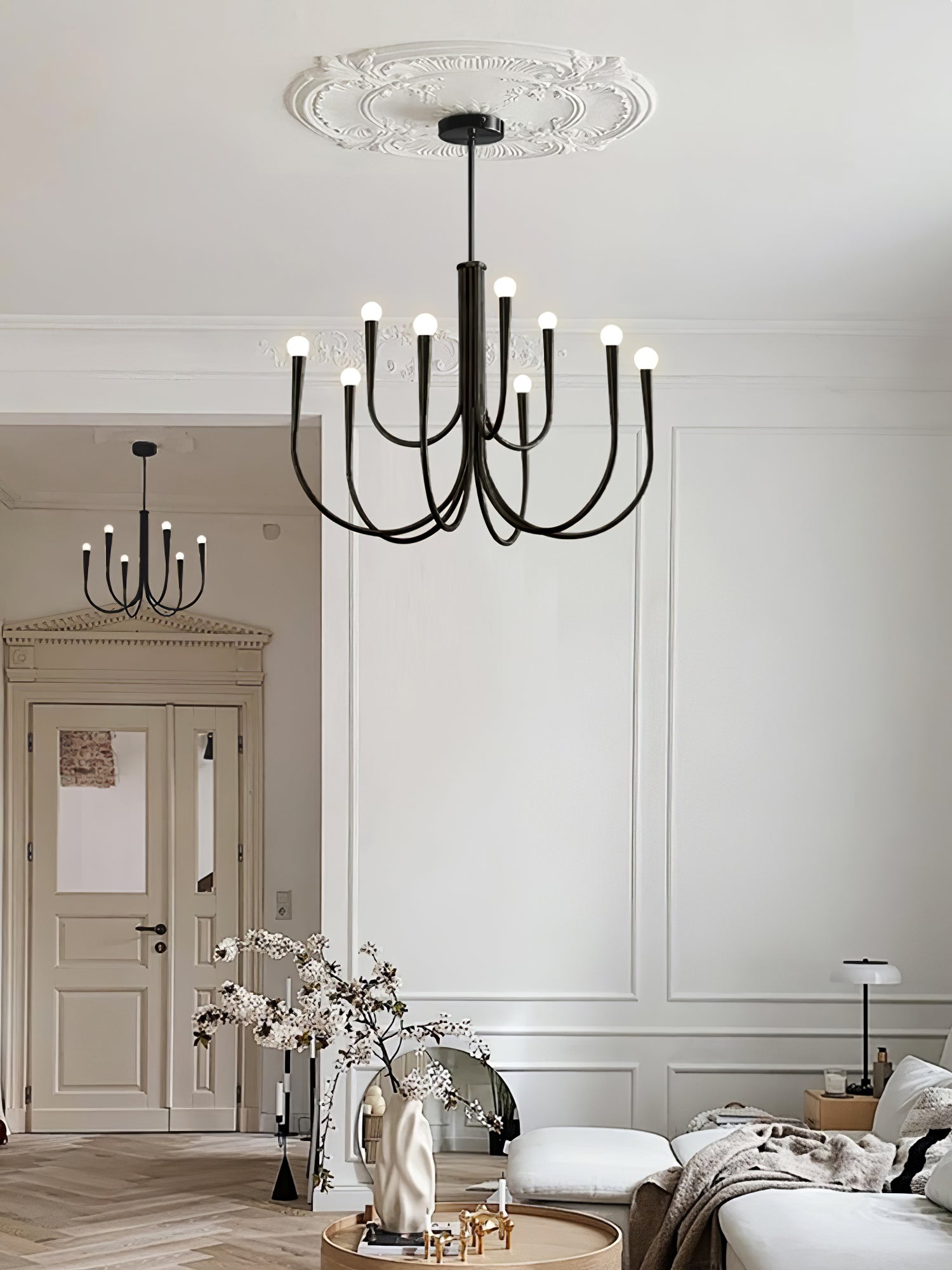 Orioaria Chandelier Swoop Arm Brass Minimalist