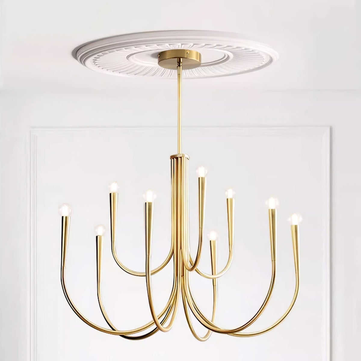 Orioaria Chandelier Swoop Arm Brass Minimalist