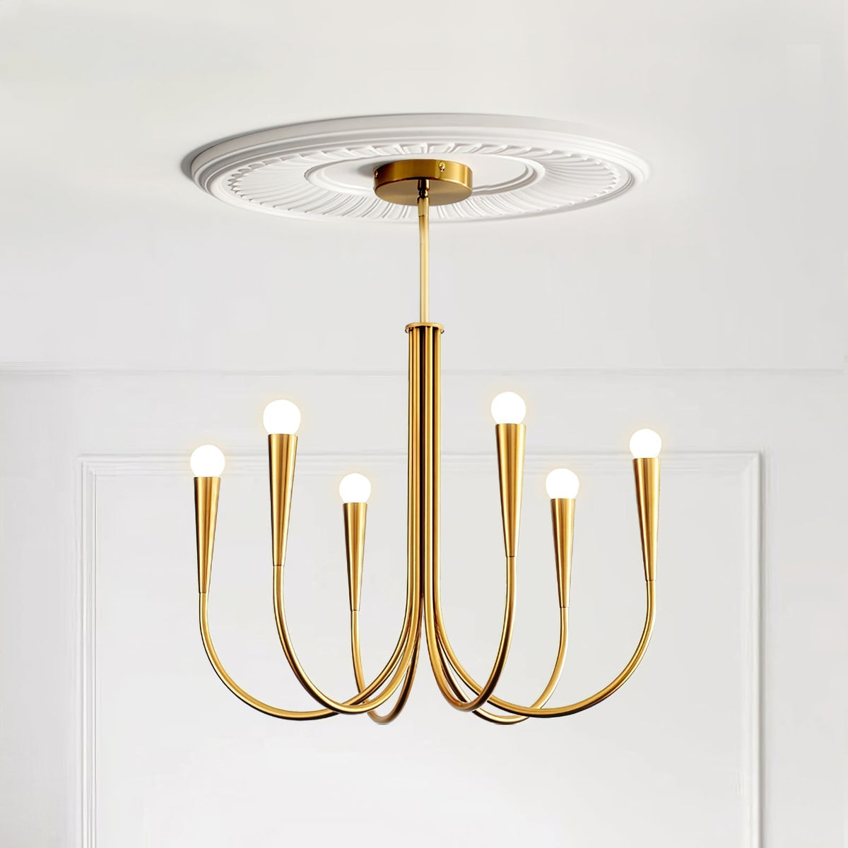 Orioaria Chandelier Swoop Arm Brass Minimalist