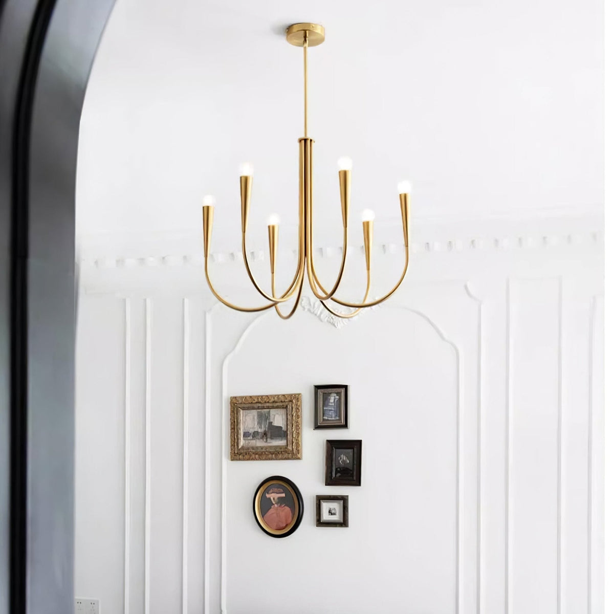 Orioaria Chandelier Swoop Arm Brass Minimalist