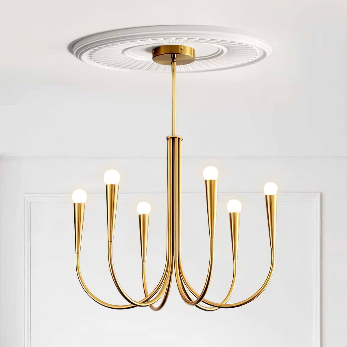 Orioaria Chandelier Swoop Arm Brass Minimalist