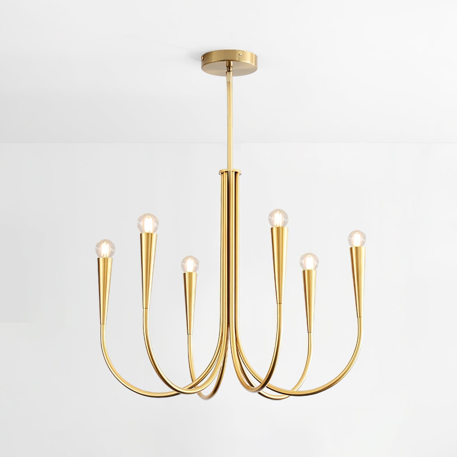 Orioaria Chandelier Swoop Arm Brass Minimalist