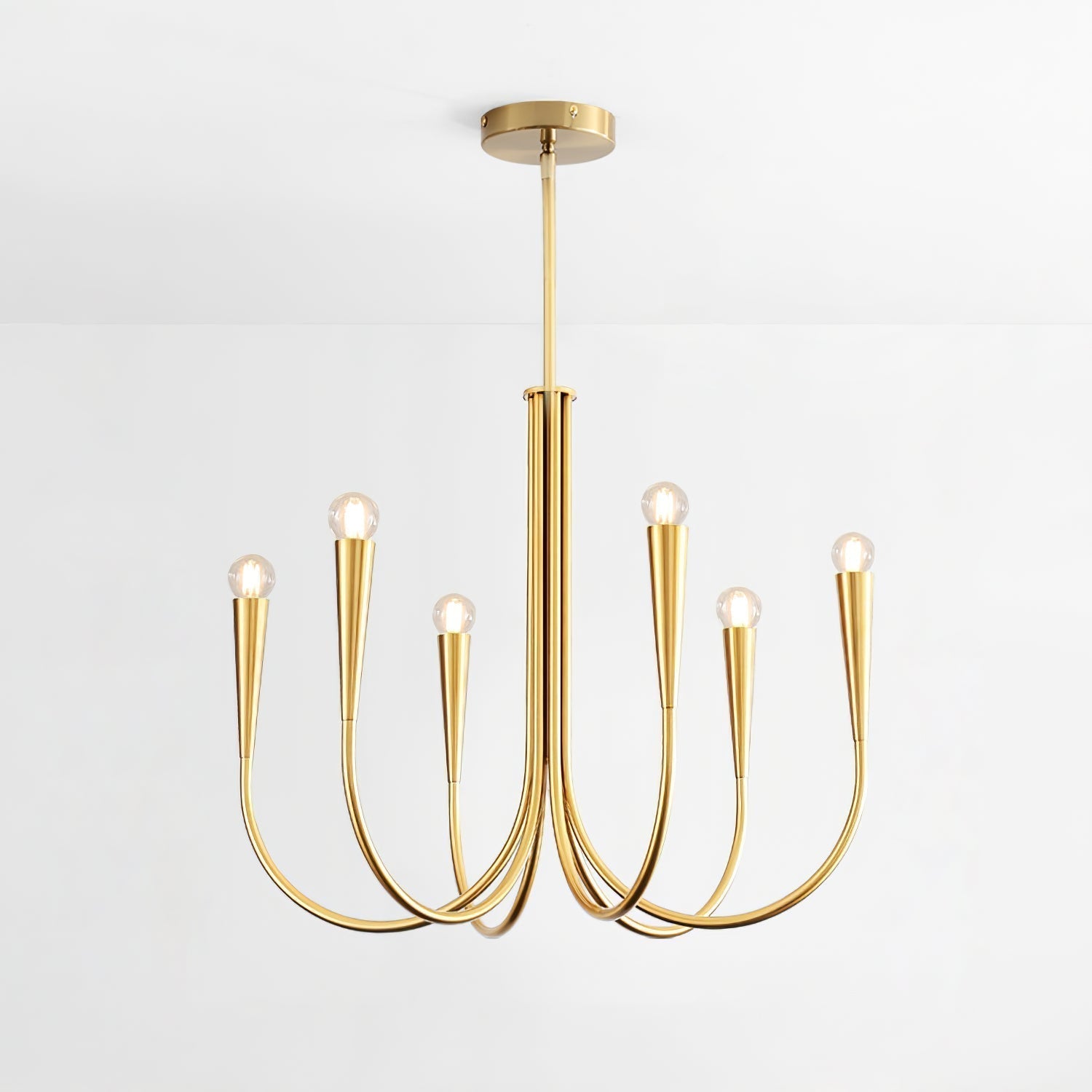 Orioaria Chandelier Swoop Arm Brass Minimalist