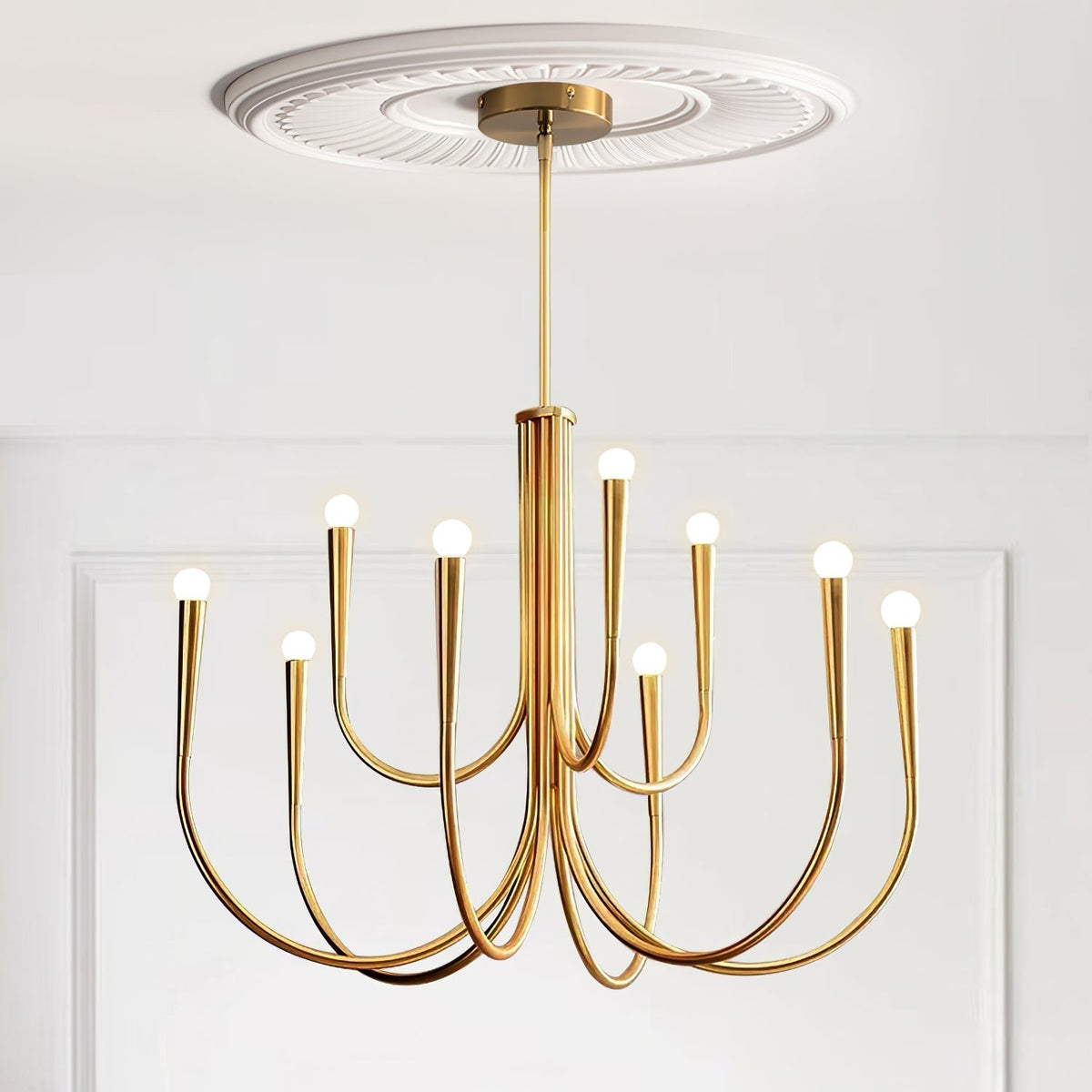 Orioaria Chandelier Swoop Arm Brass Minimalist