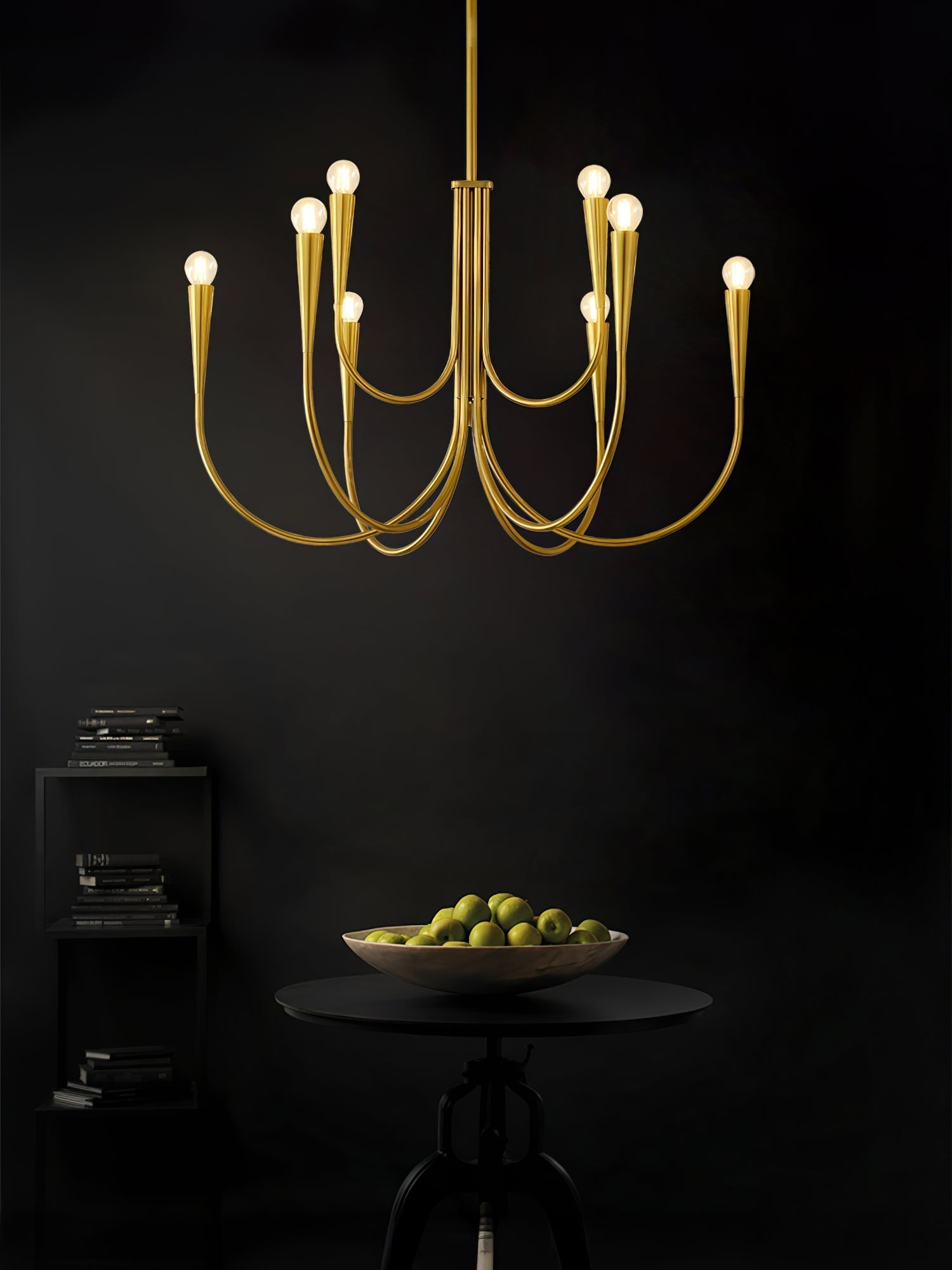Orioaria Chandelier Swoop Arm Brass Minimalist