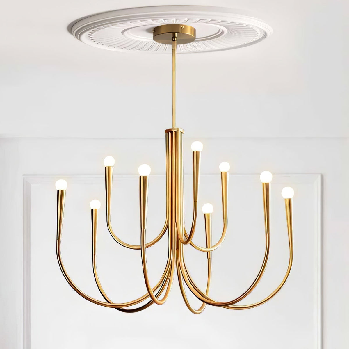 Orioaria Chandelier Swoop Arm Brass Minimalist