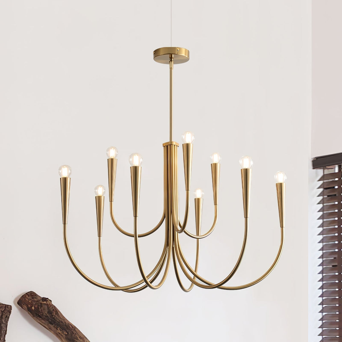Orioaria Chandelier Swoop Arm Brass Minimalist