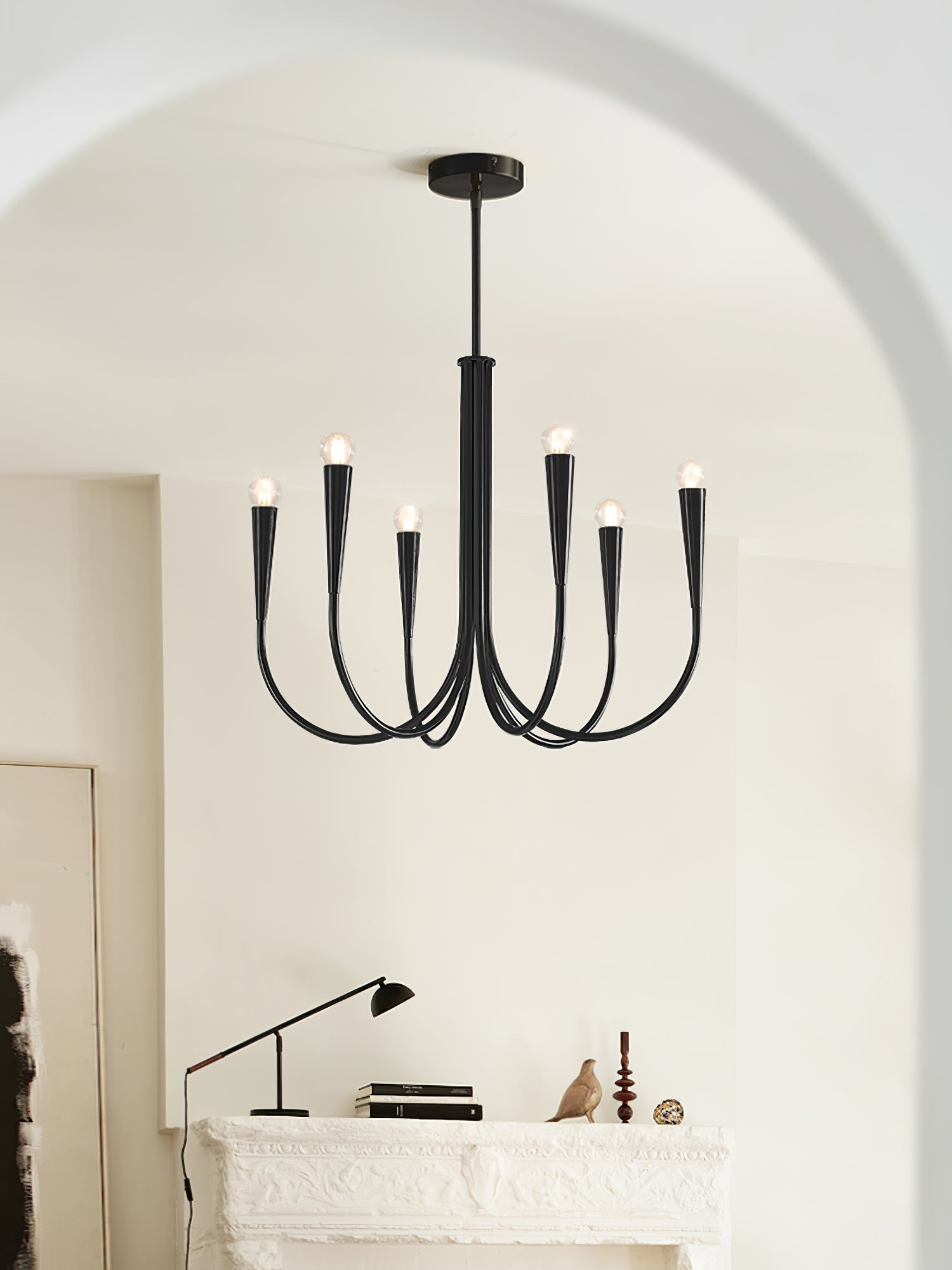 Orioaria Chandelier Swoop Arm Brass Minimalist
