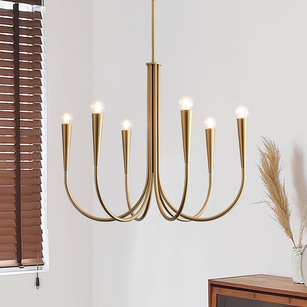 Orioaria Chandelier Swoop Arm Brass Minimalist