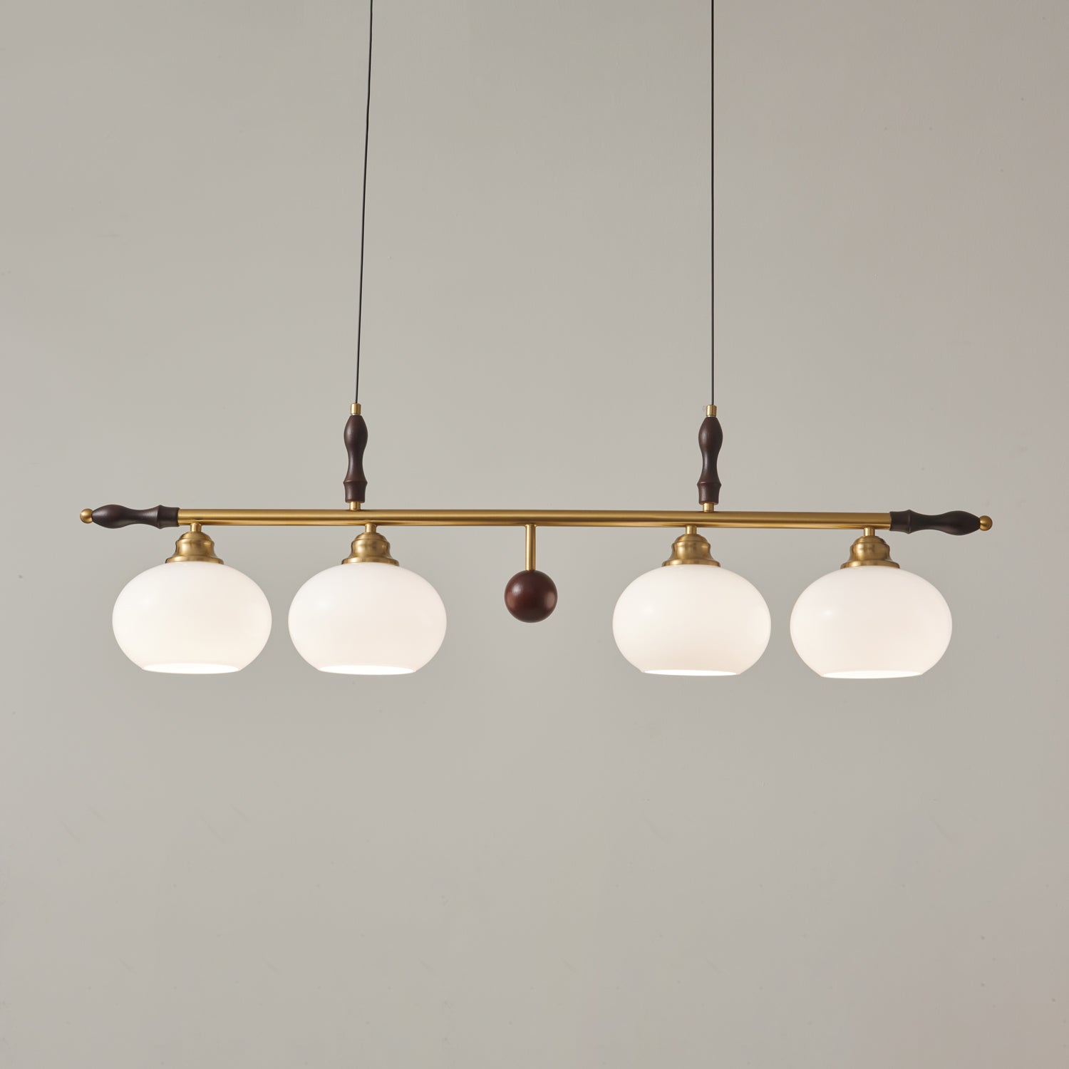 Runell Premium Elegance Traditional Wood Glass Pendant Lamp