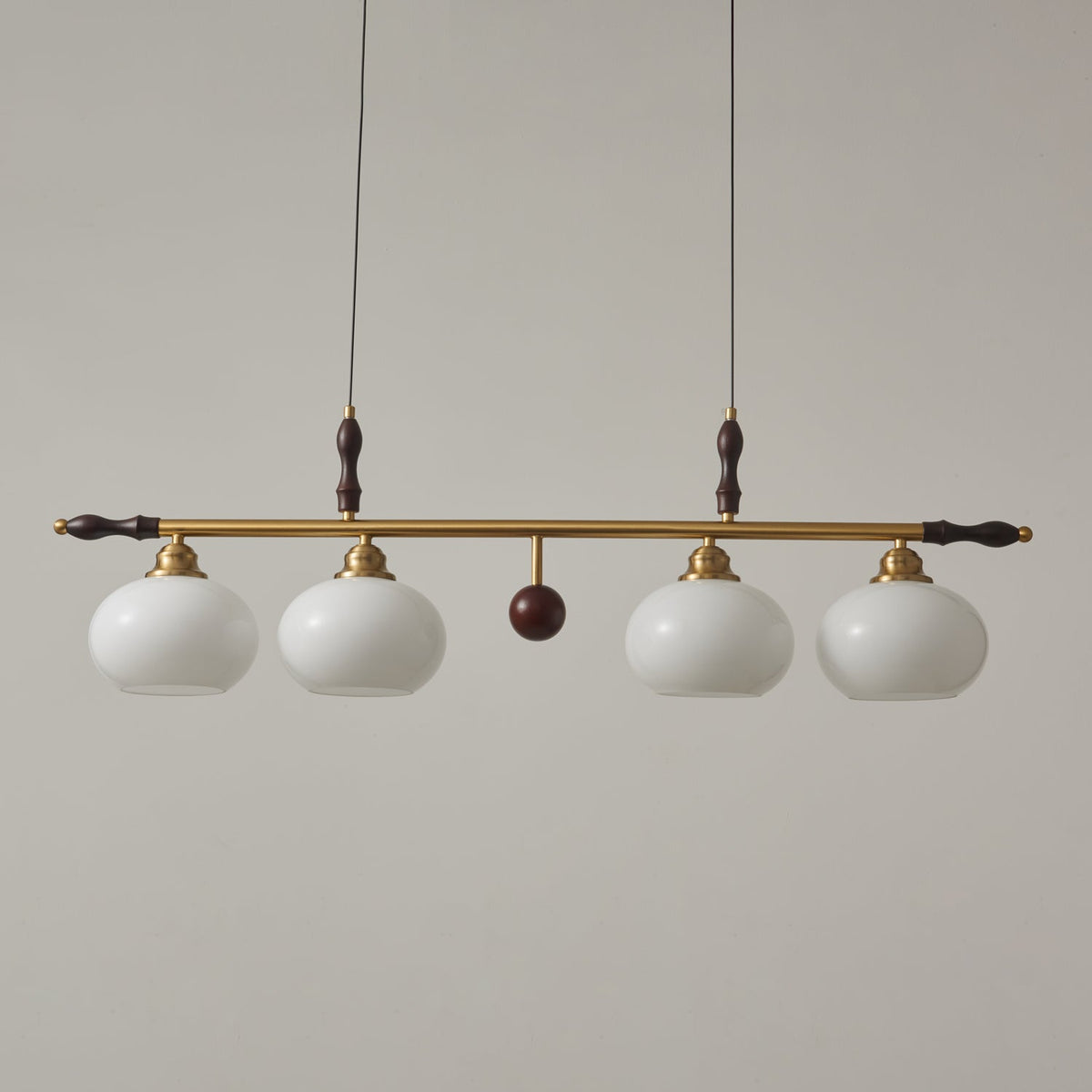Runell Premium Elegance Traditional Wood Glass Pendant Lamp