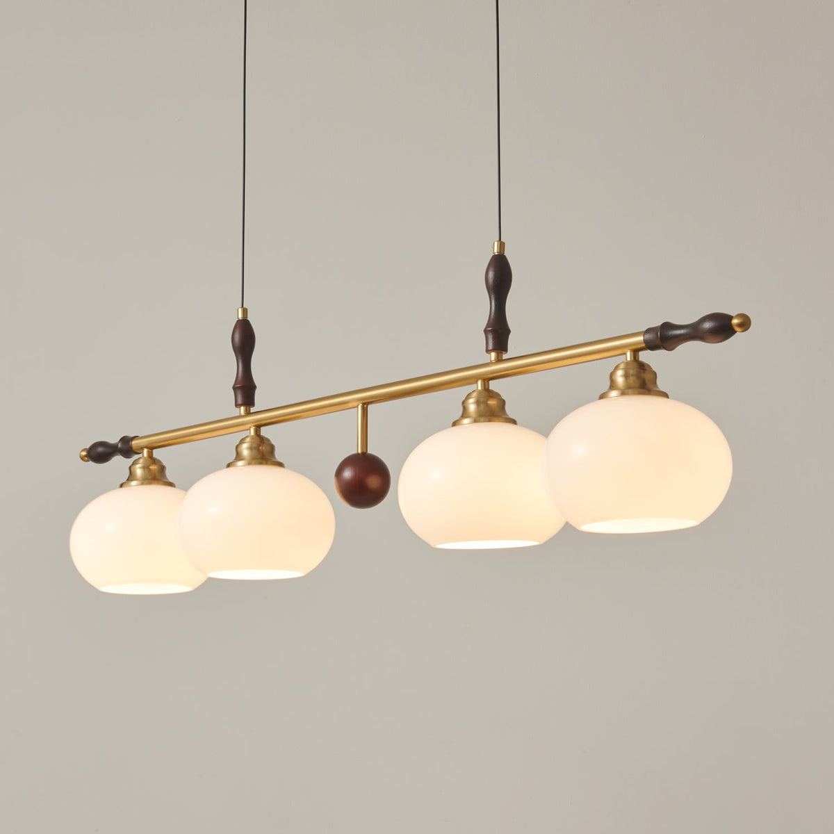 Runell Premium Elegance Traditional Wood Glass Pendant Lamp