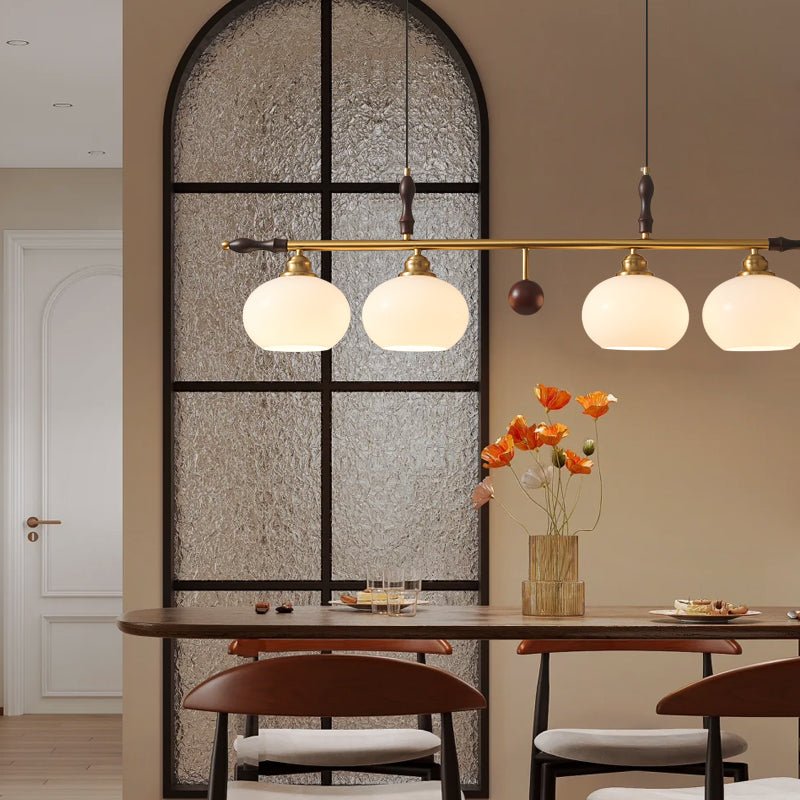 Runell Premium Elegance Traditional Wood Glass Pendant Lamp
