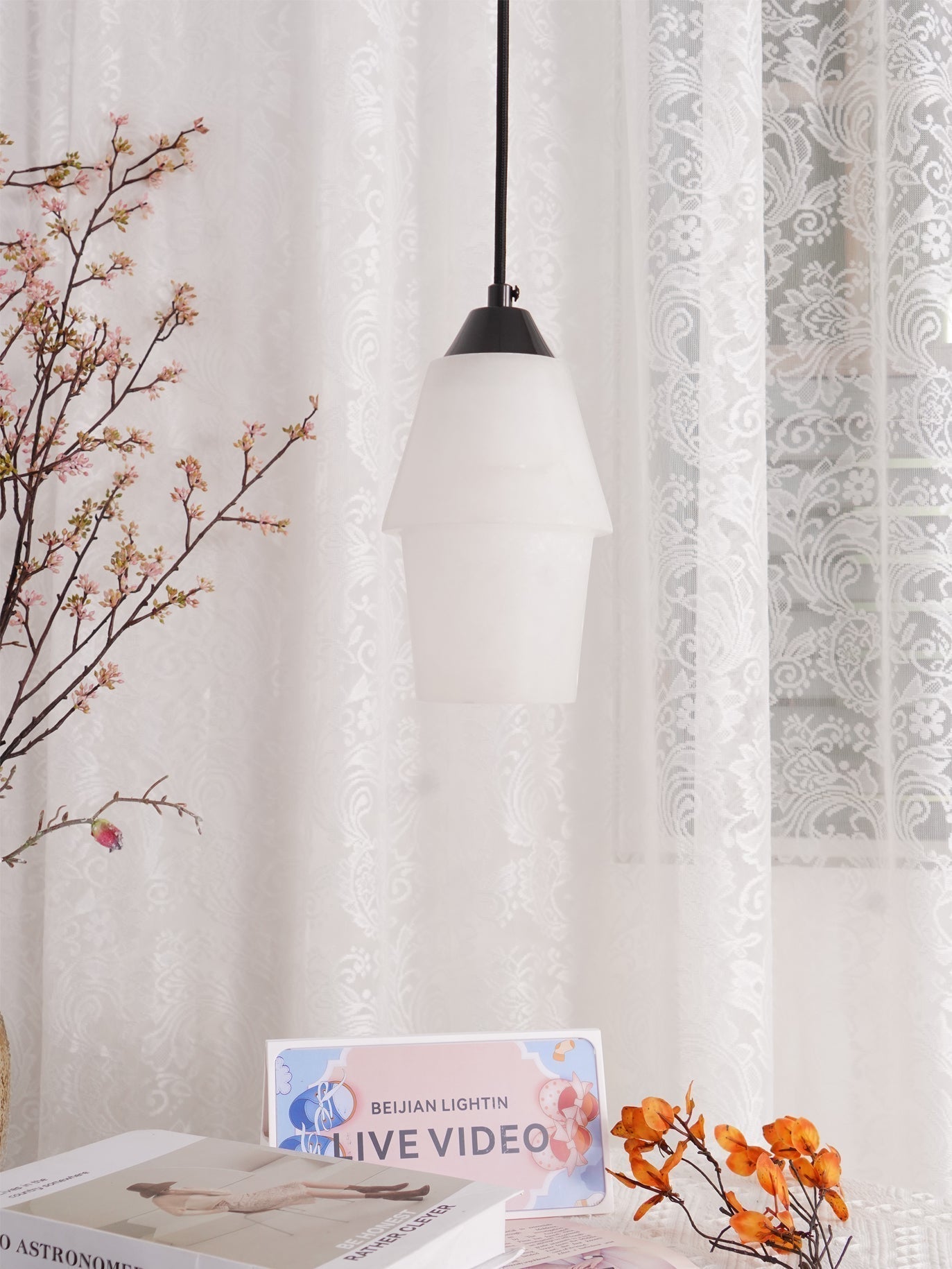 Ostara Brass & Alabaster Pendant Lamp