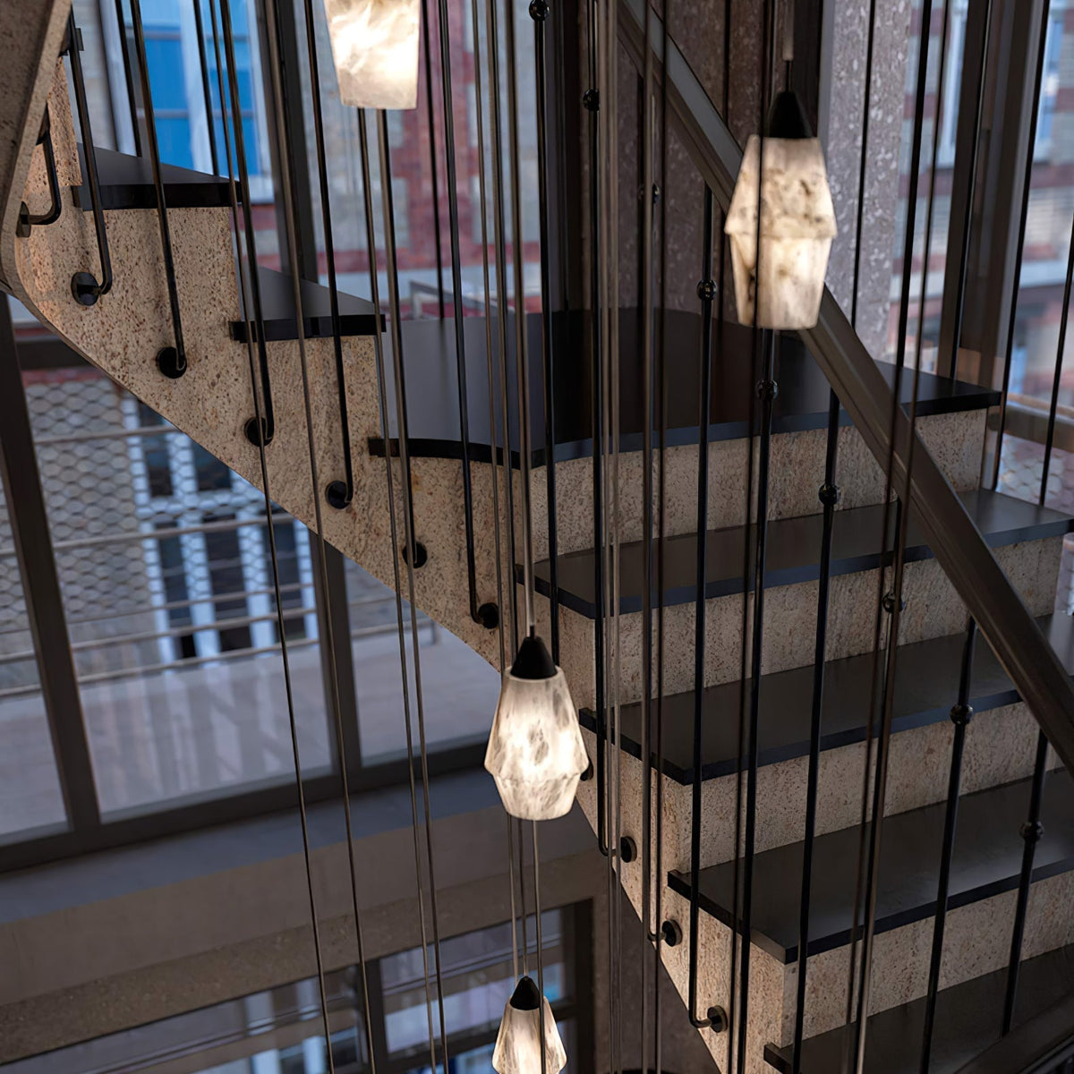 Ostara Brass & Alabaster Pendant Lamp