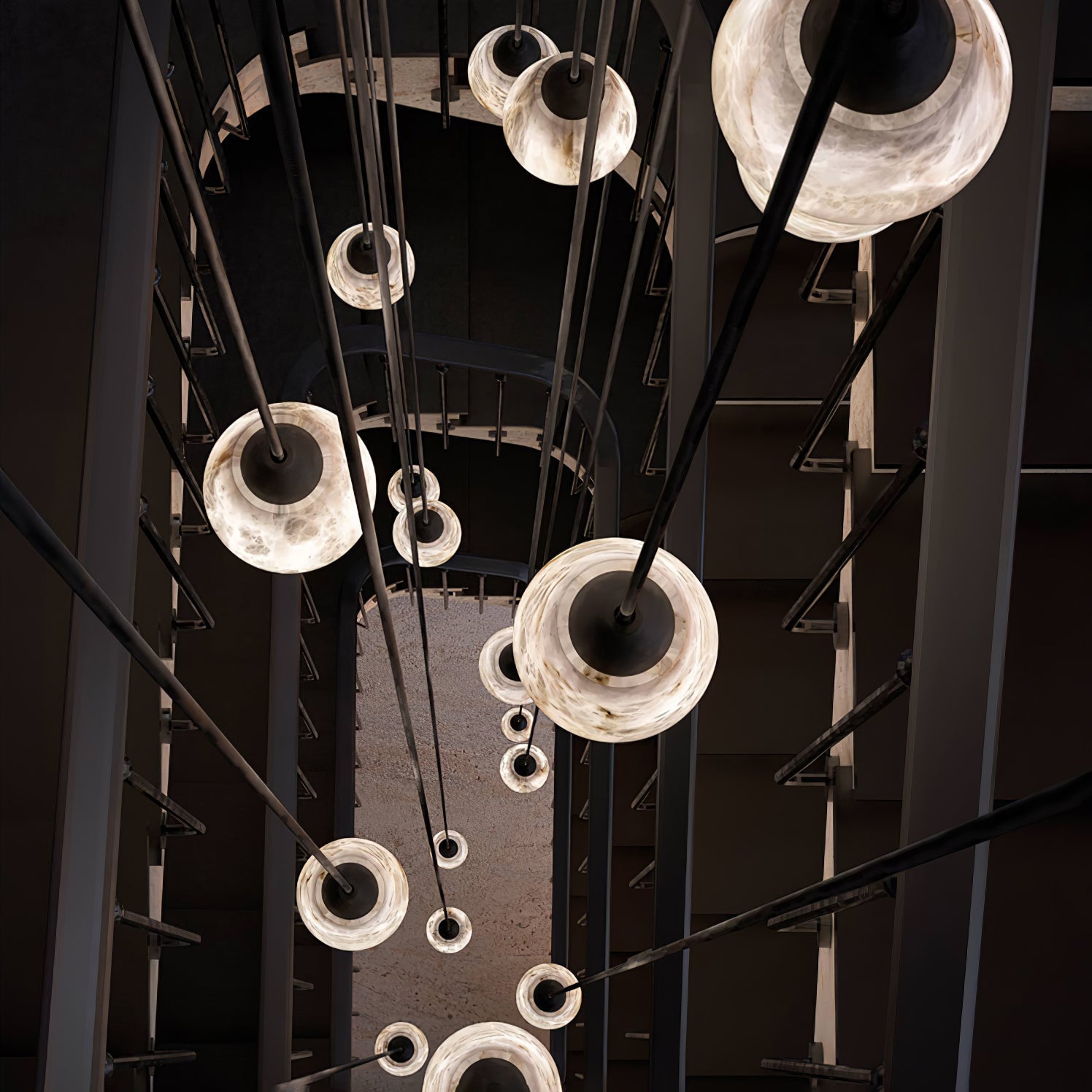 Ostara Brass & Alabaster Pendant Lamp