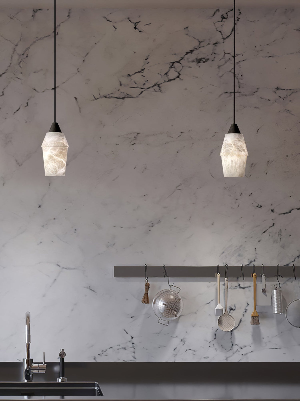Ostara Brass & Alabaster Pendant Lamp
