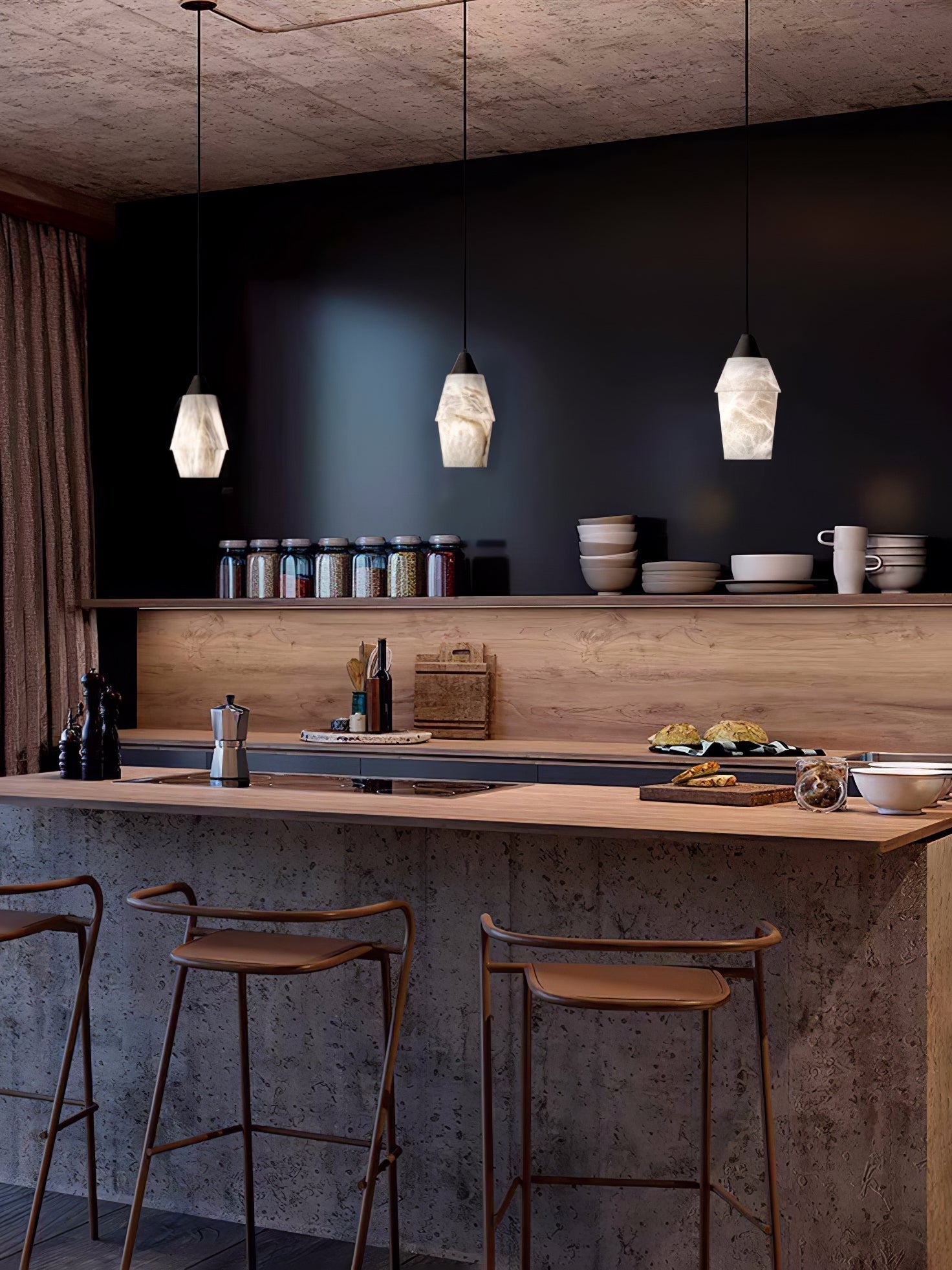 Ostara Brass & Alabaster Pendant Lamp