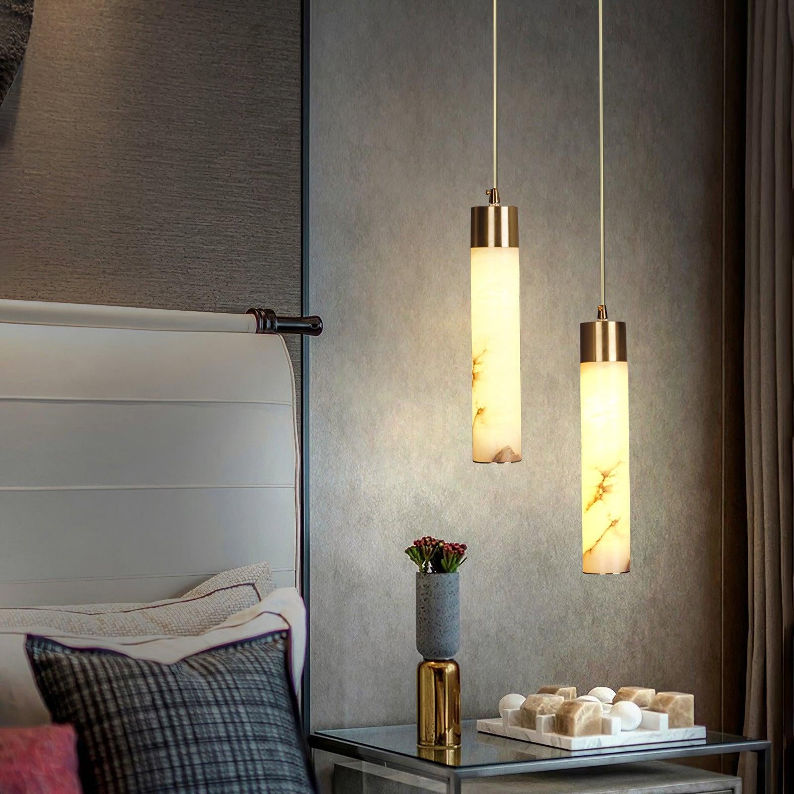 Rin Cylinder Alabaster Pendant Light