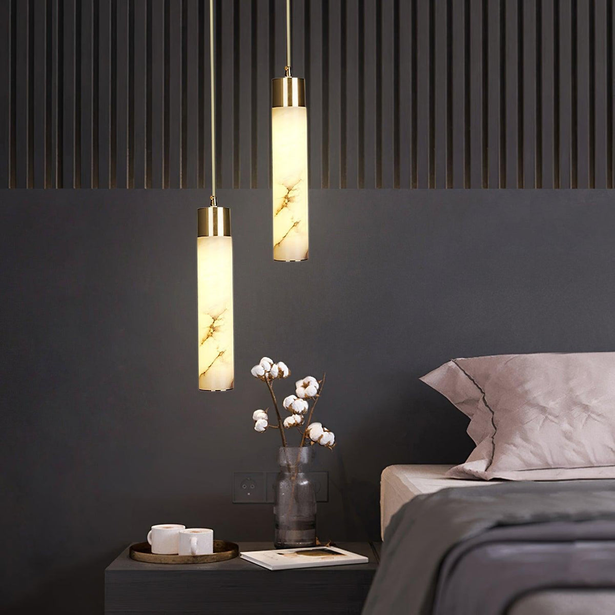 Rin Cylinder Alabaster Pendant Light