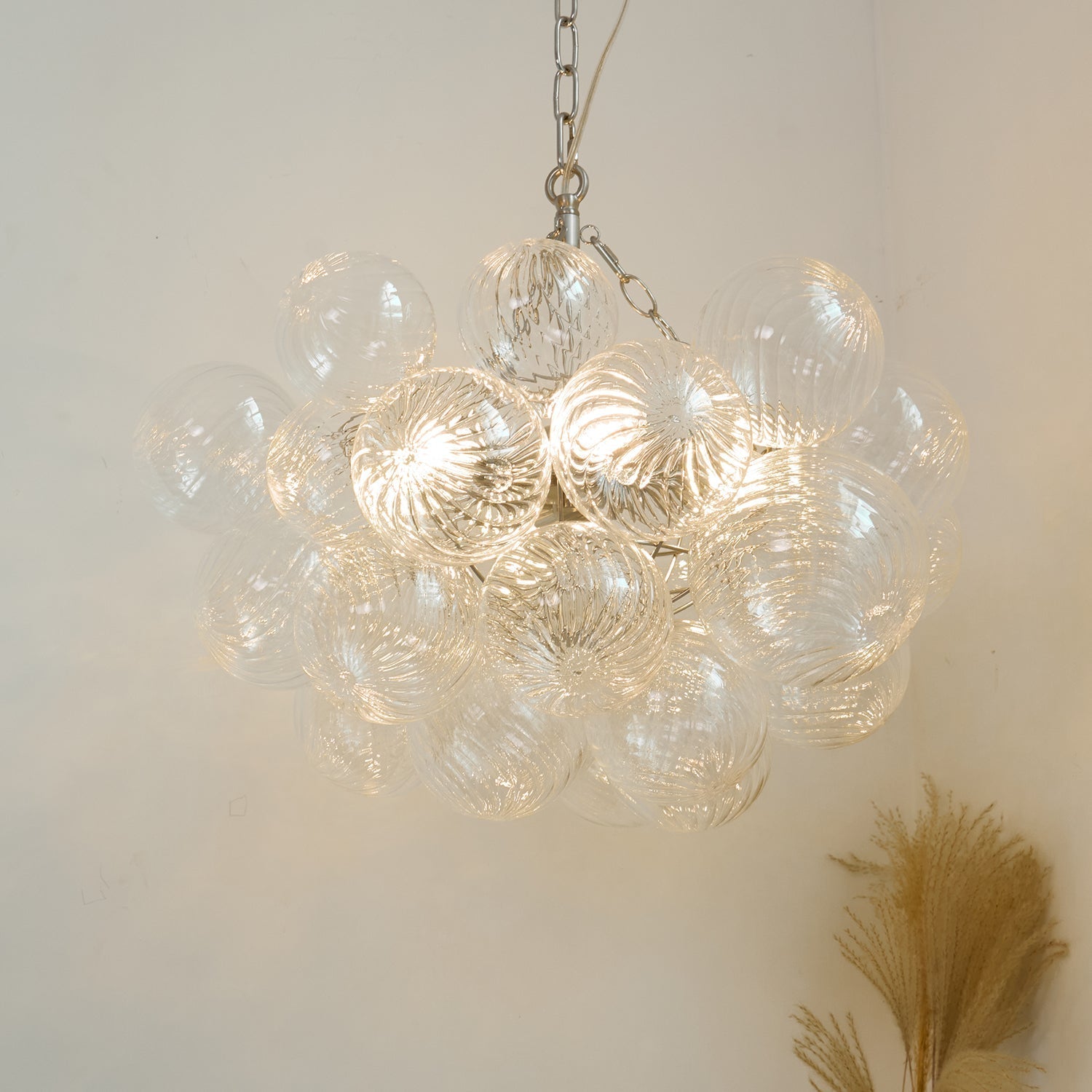Talia Chandelier Glass Sphere Cascade - Neutral Decor
