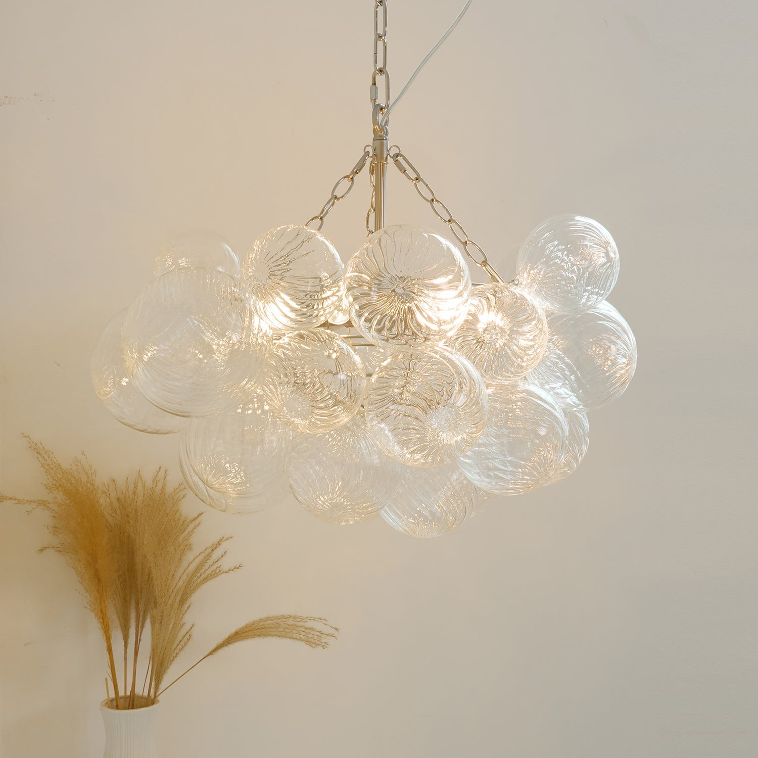Talia Chandelier Glass Sphere Cascade - Neutral Decor