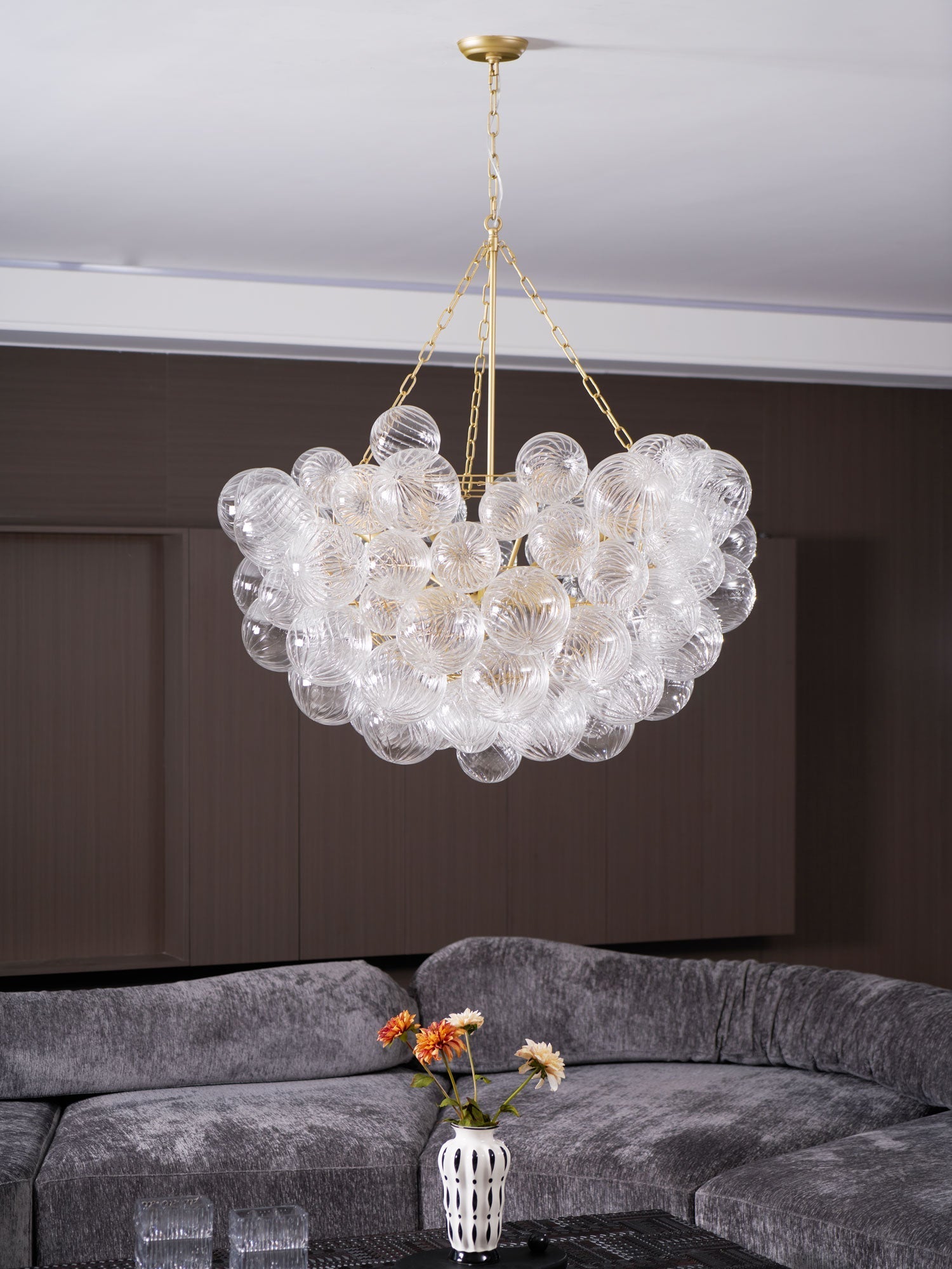 Talia Chandelier Glass Sphere Cascade - Neutral Decor