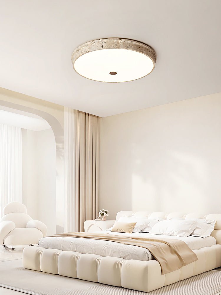 Seriraine Disc Yellow Travertine Ceiling Lamp