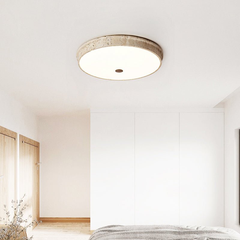Seriraine Disc Yellow Travertine Ceiling Lamp