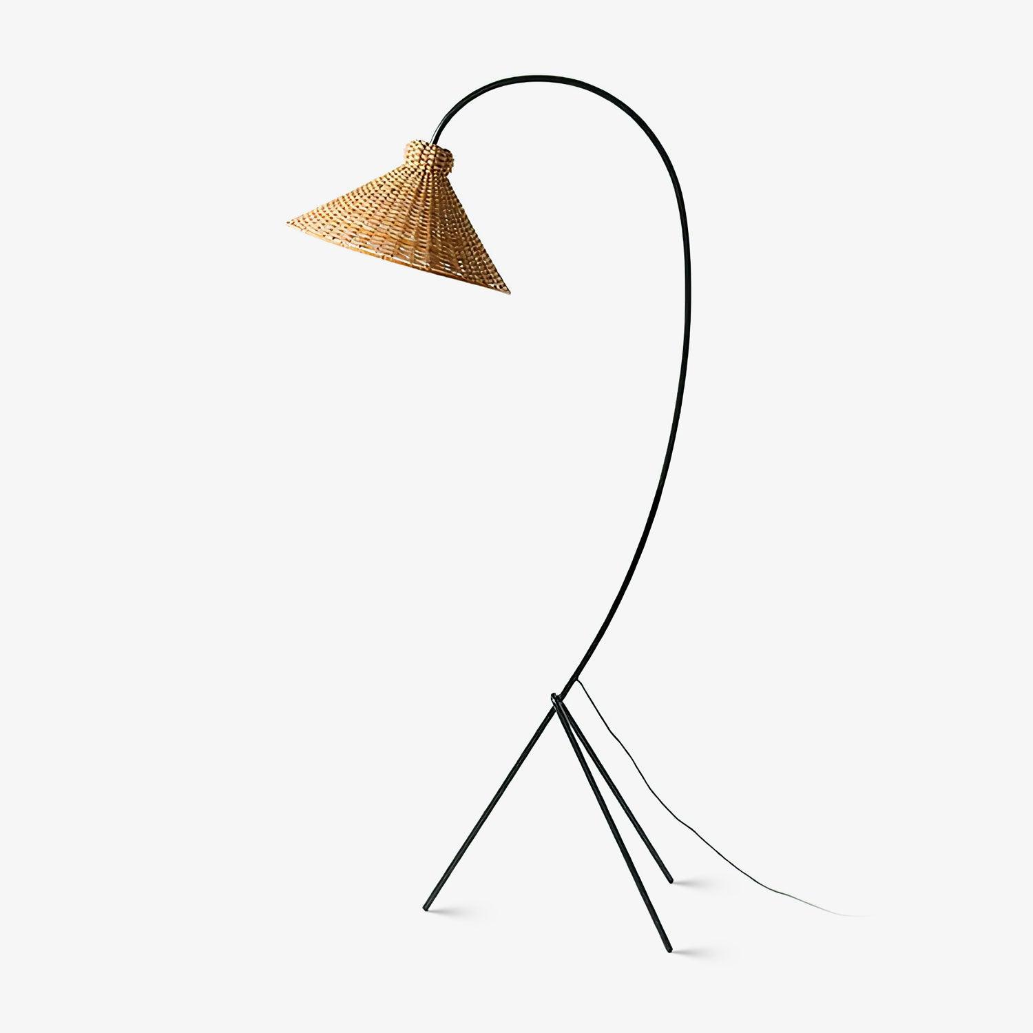 Sombrero Rattan Arc Floor Lamp