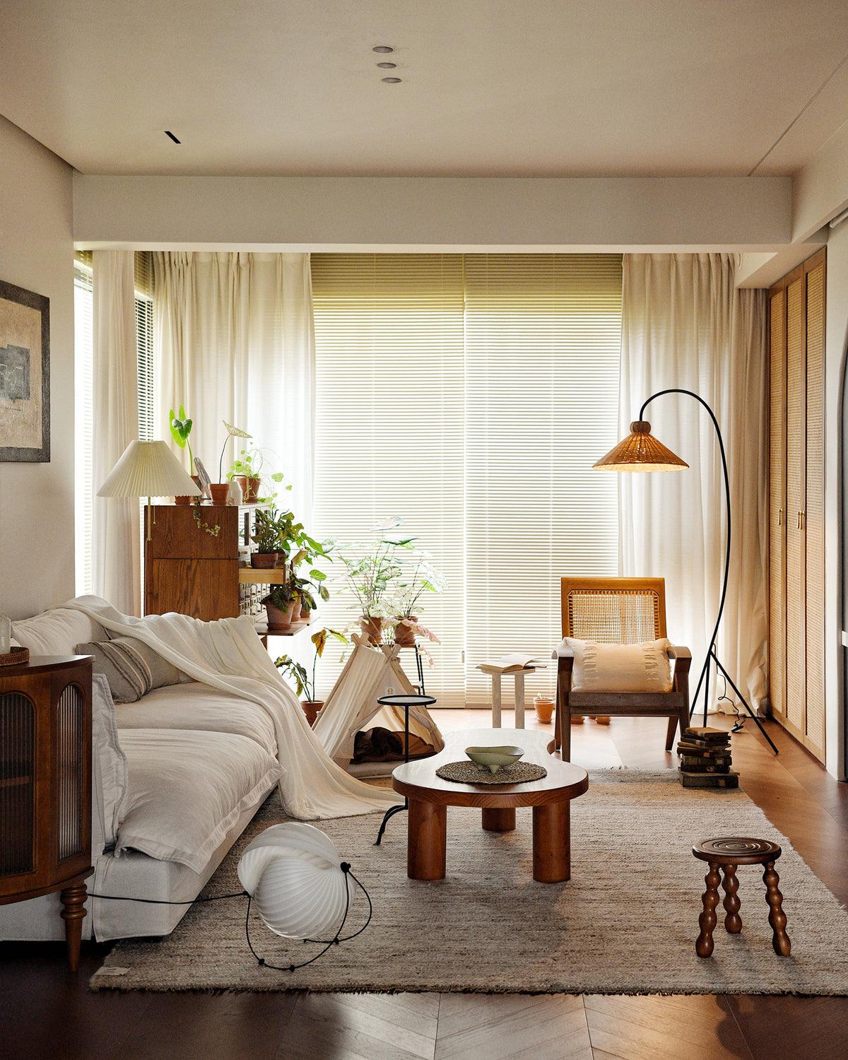 Sombrero Rattan Arc Floor Lamp