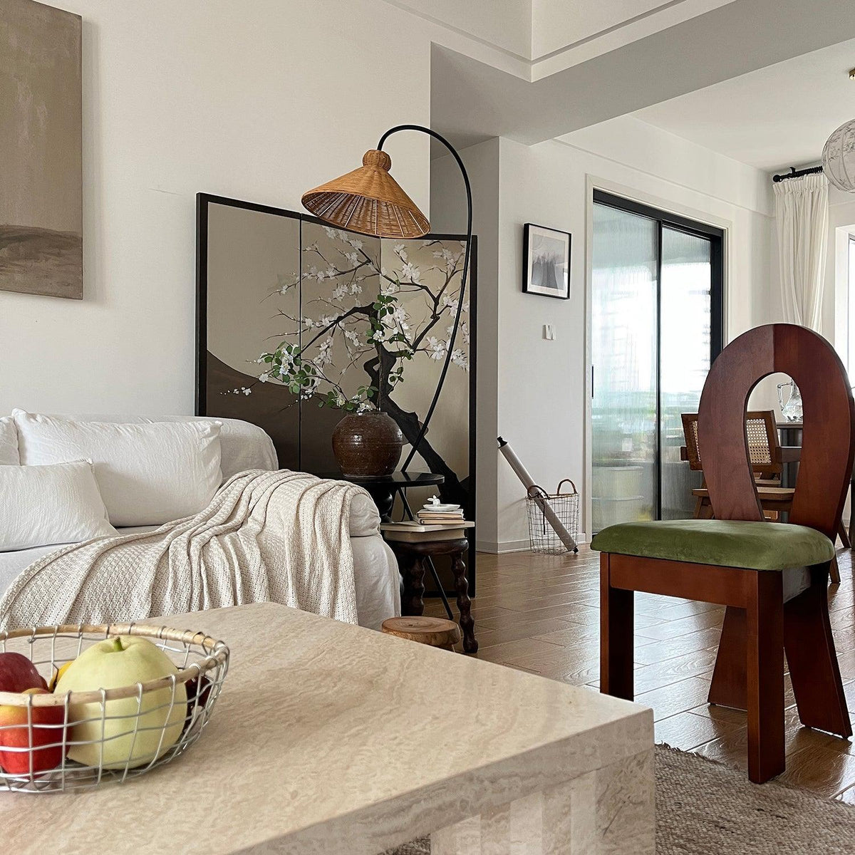 Sombrero Rattan Arc Floor Lamp