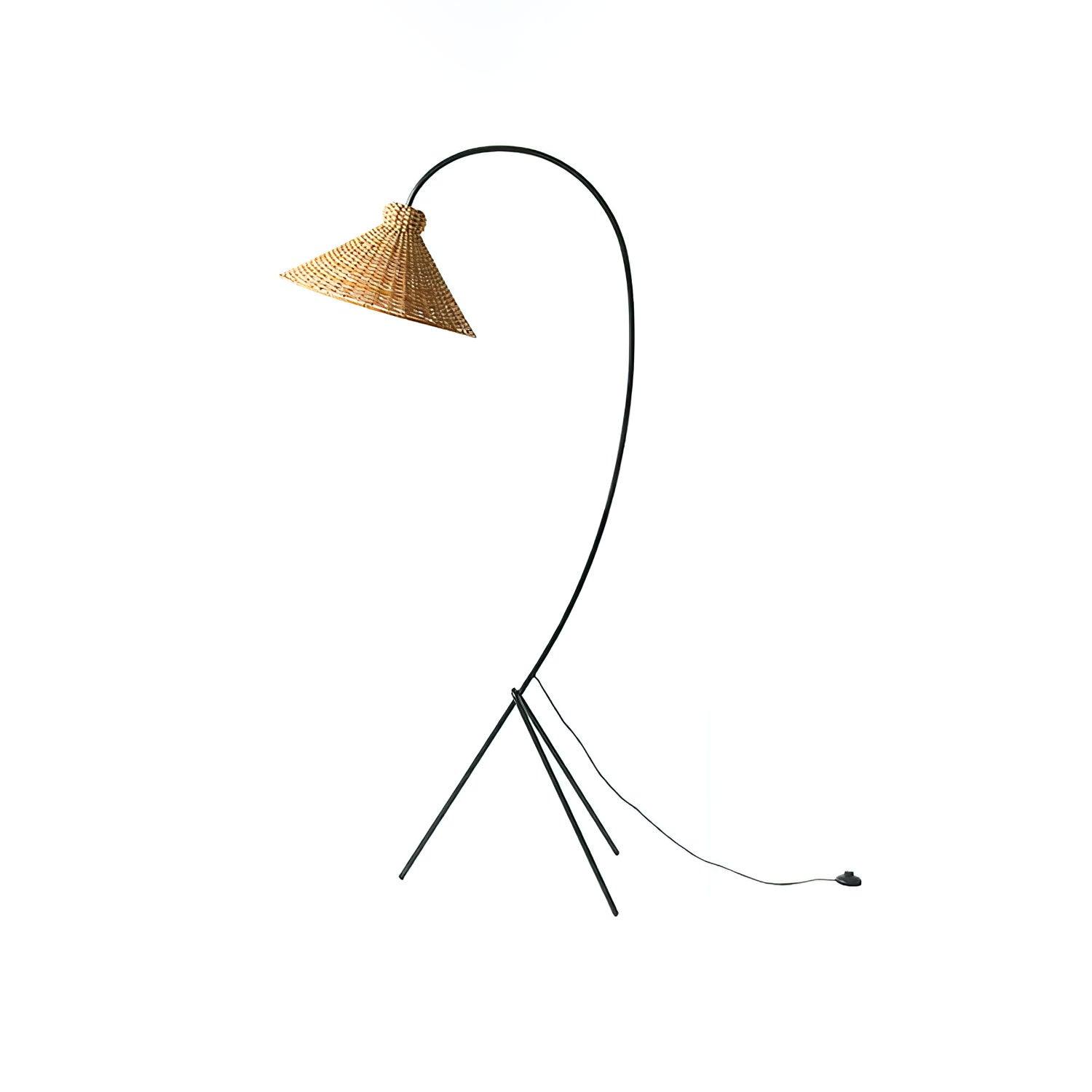 Sombrero Rattan Arc Floor Lamp