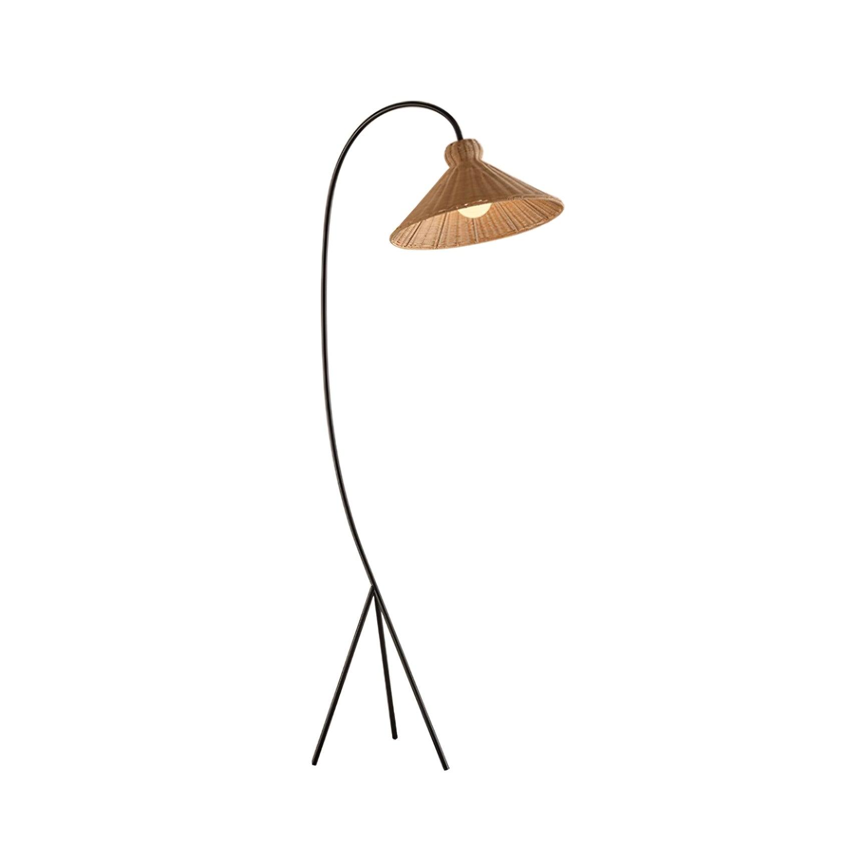 Sombrero Rattan Arc Floor Lamp