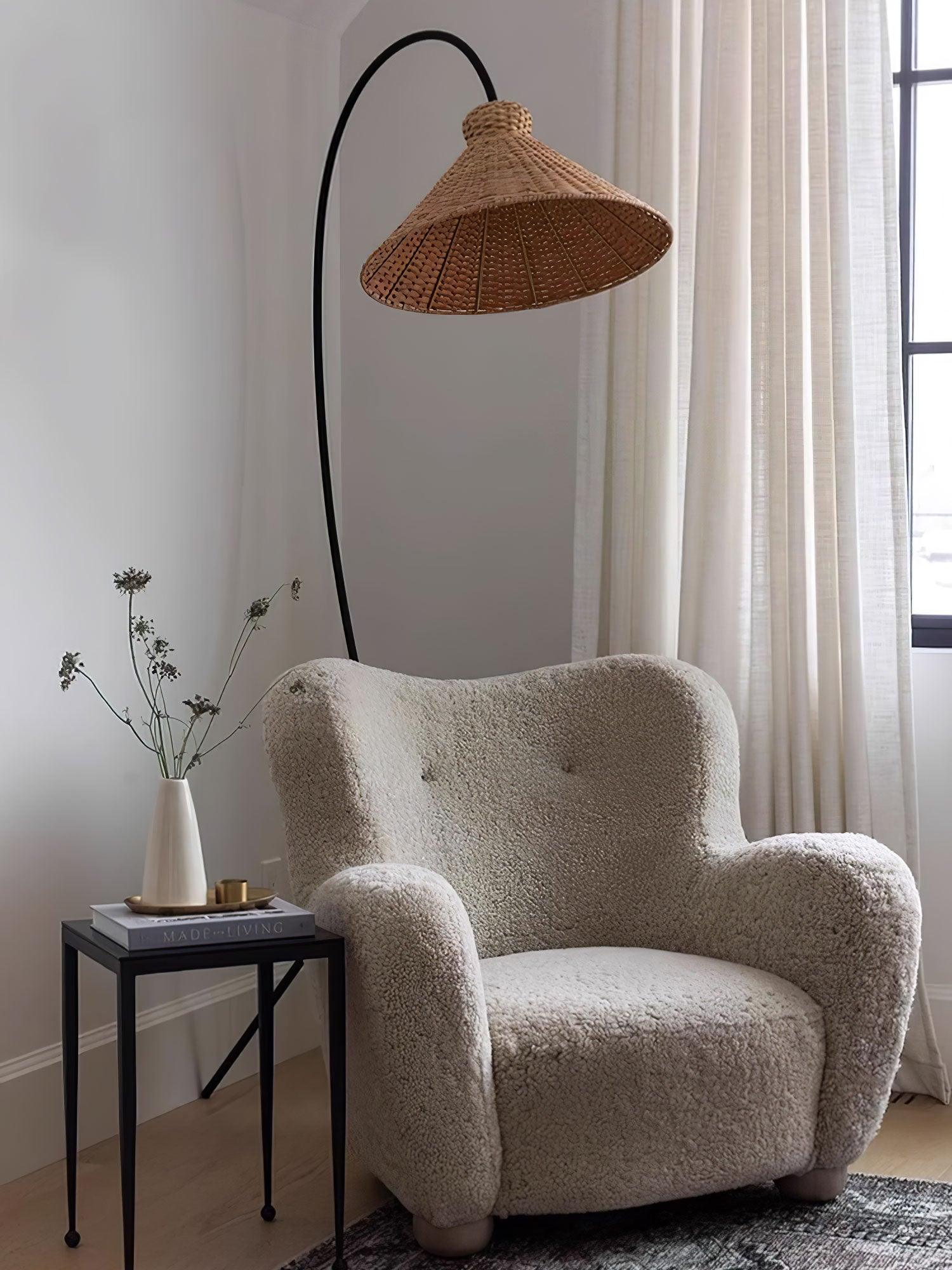 Sombrero Rattan Arc Floor Lamp