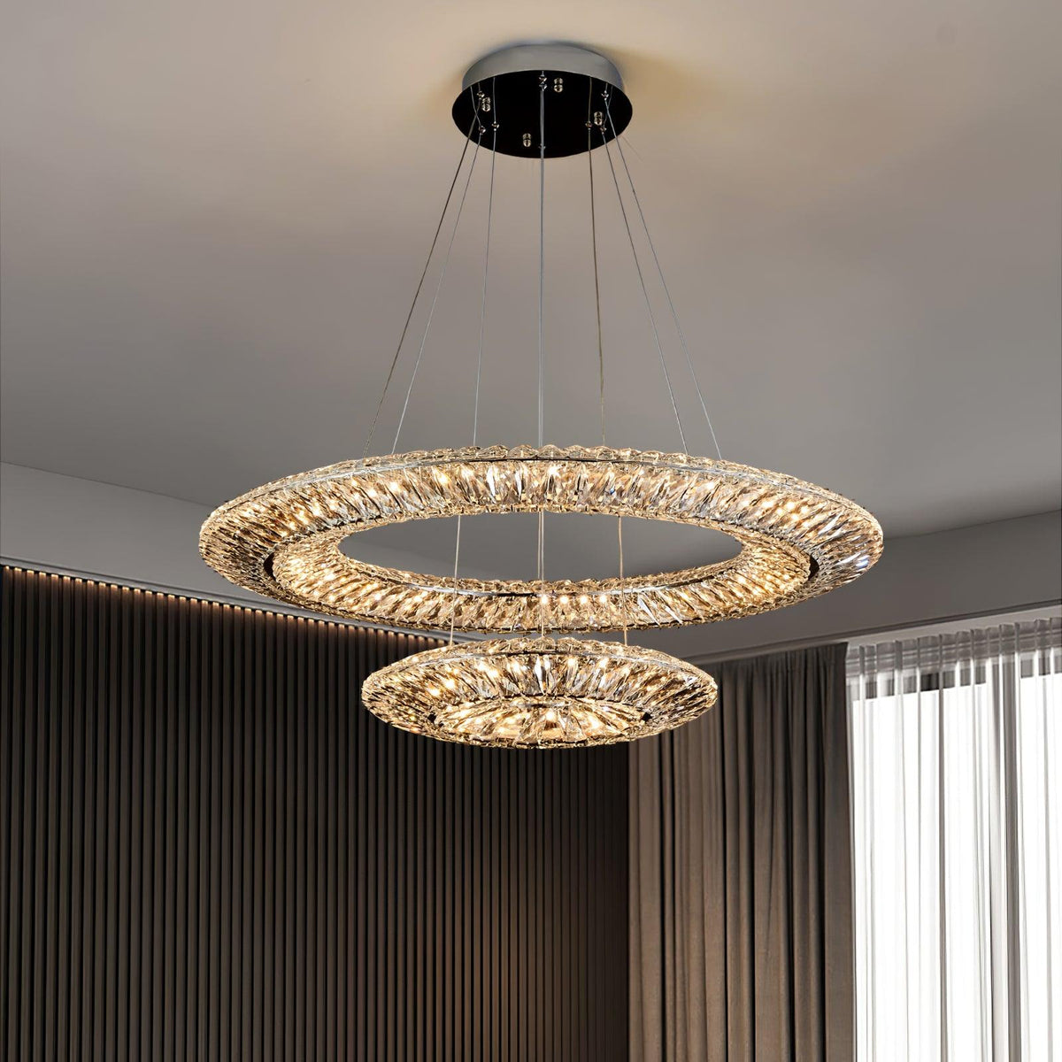 Tev Chandelier Geometric Crystal LED Elegant