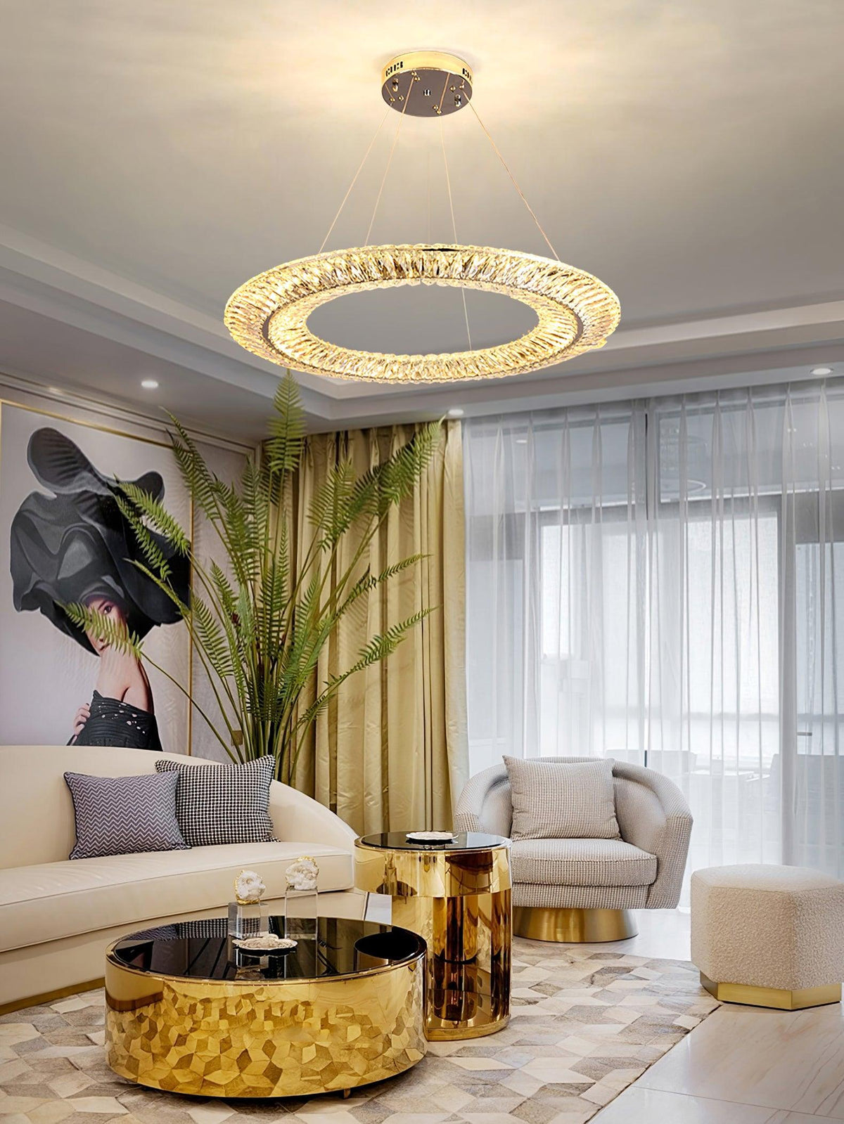 Tev Chandelier Geometric Crystal LED Elegant